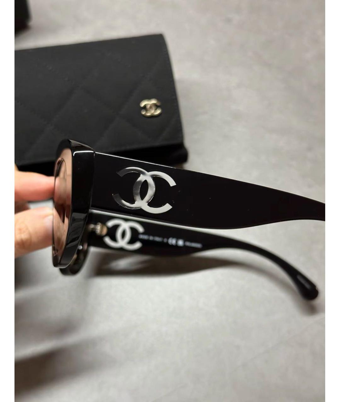CHANEL Черные пластиковые солнцезащитные очки, фото 6