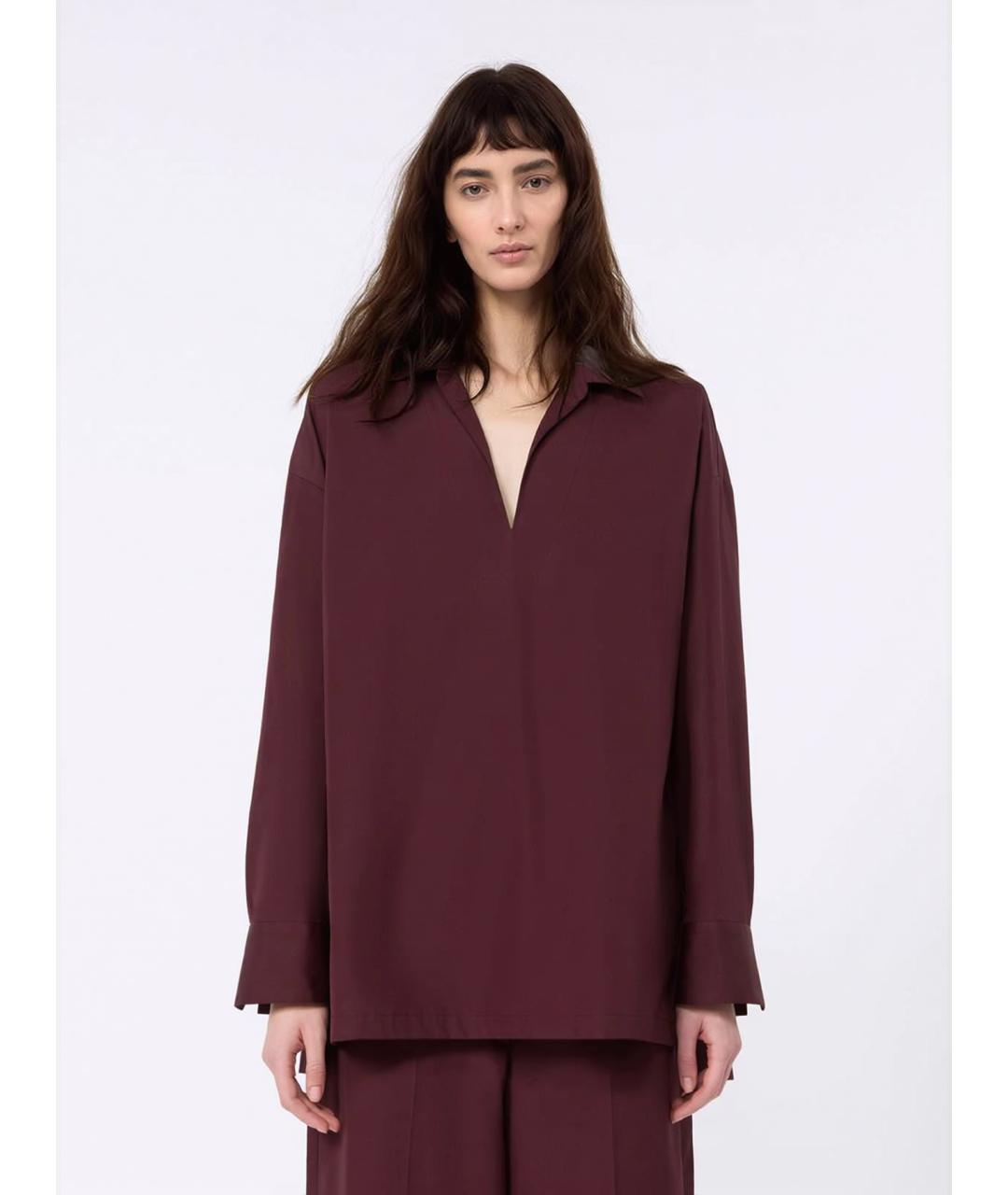 'S MAX MARA Бордовая хлопковая рубашка, фото 3