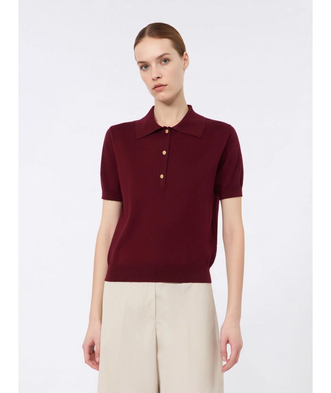 'S MAX MARA Бордовый хлопковый джемпер / свитер, фото 3