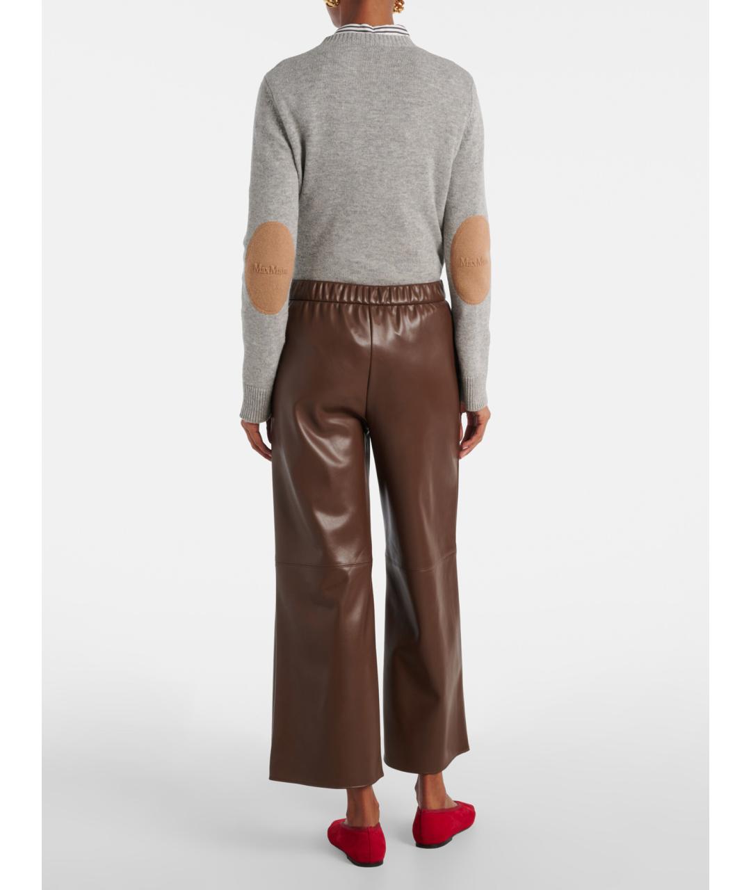 'S MAX MARA Коричневые полиэстеровые прямые брюки, фото 3