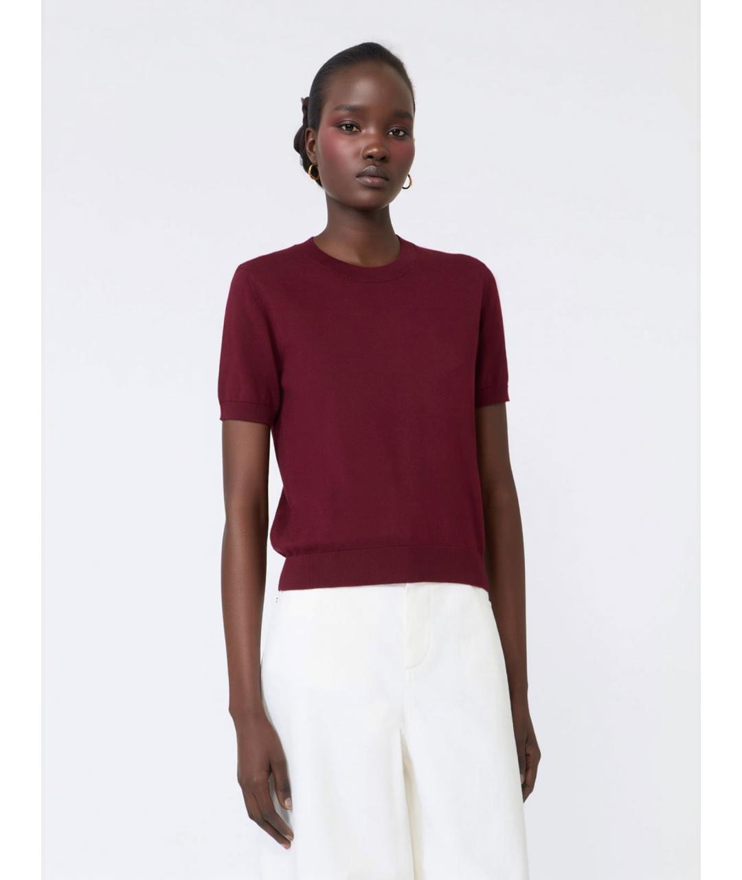 'S MAX MARA Бордовый хлопковый джемпер / свитер, фото 3