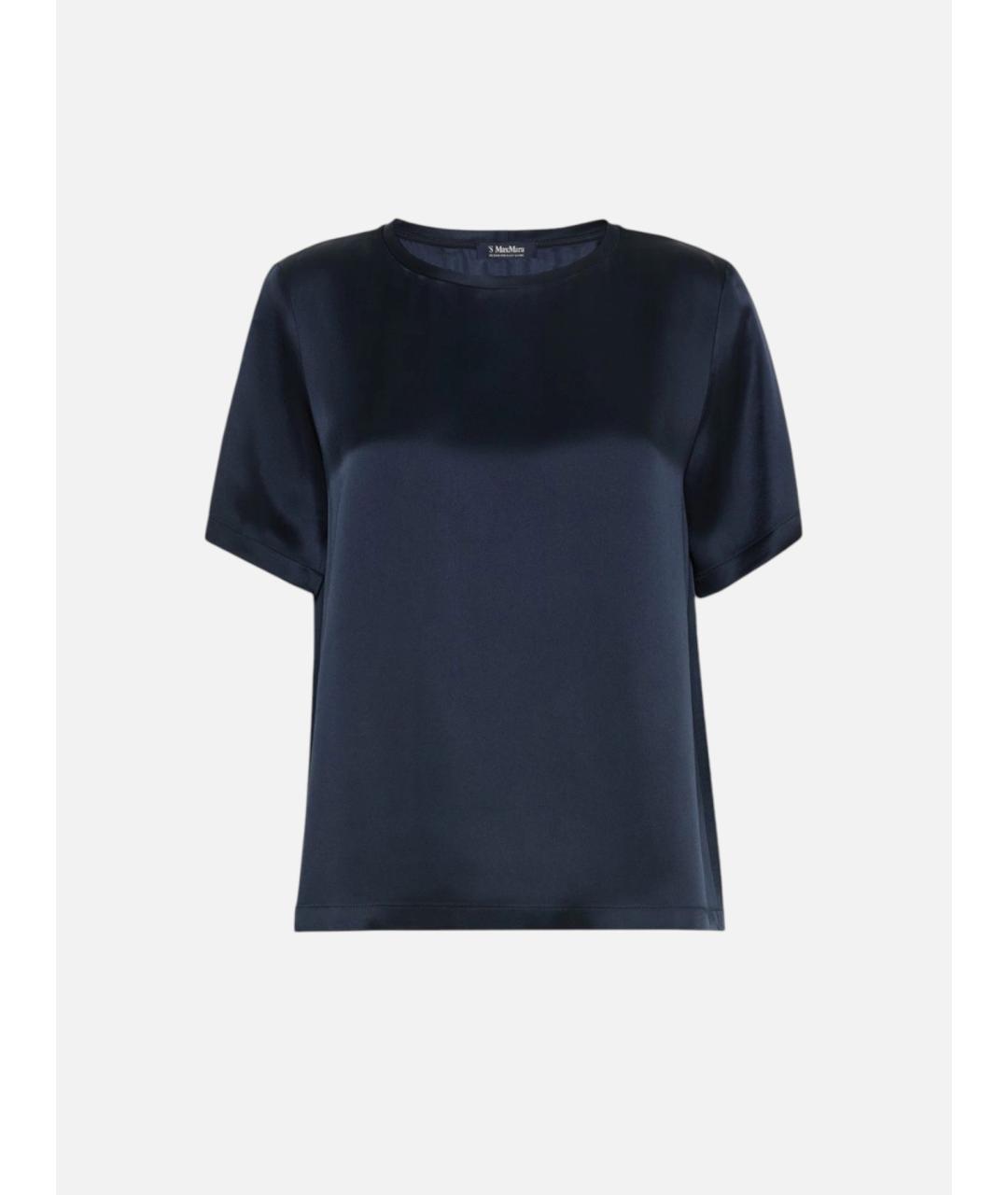 'S MAX MARA Синяя ацетатная футболка, фото 1