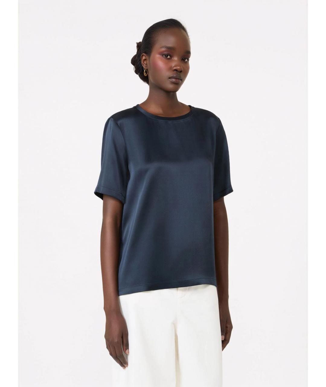 'S MAX MARA Синяя ацетатная футболка, фото 3
