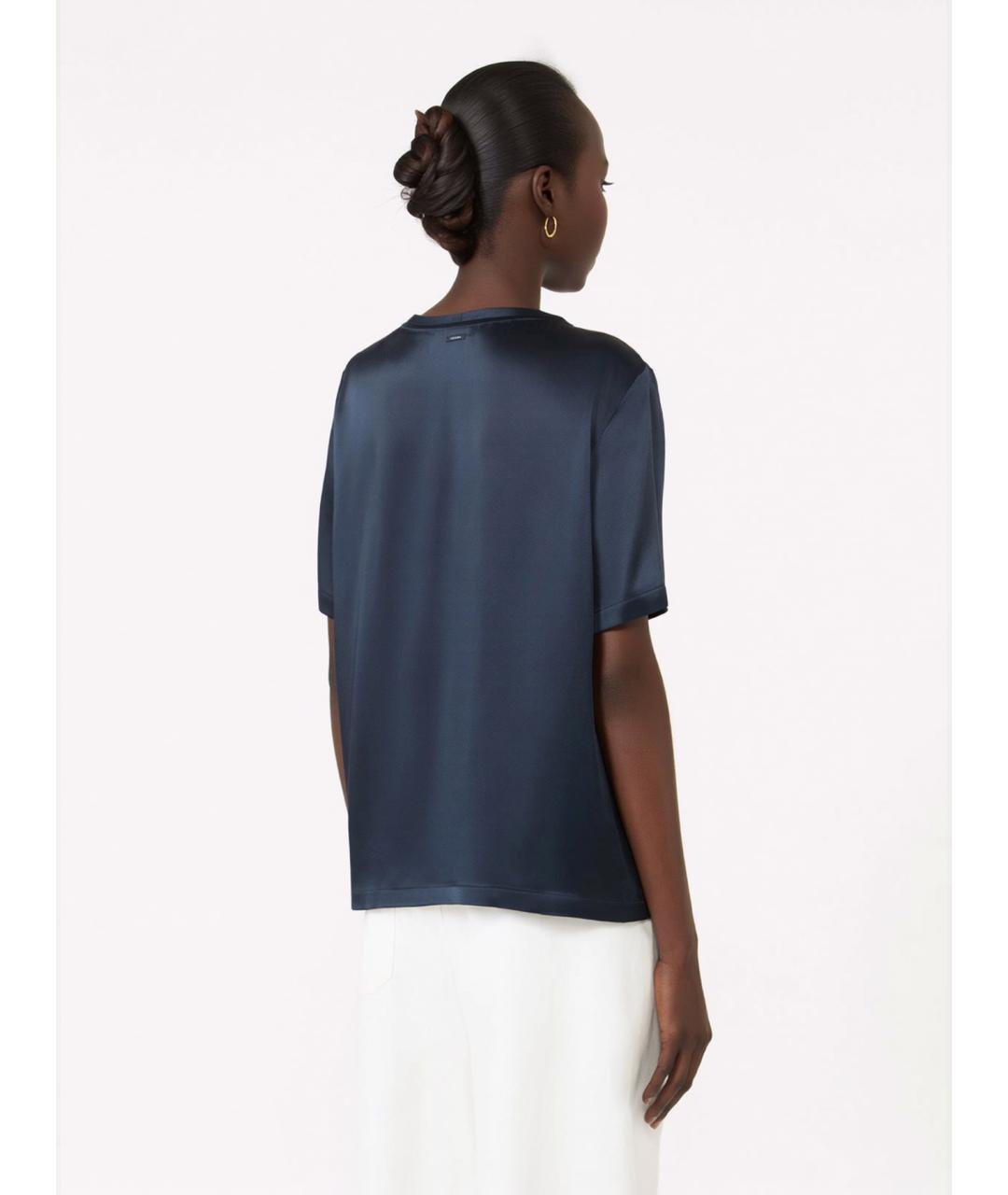'S MAX MARA Синяя ацетатная футболка, фото 4