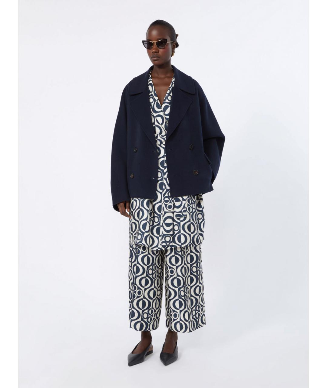 'S MAX MARA Темно-синее шерстяное пальто, фото 2