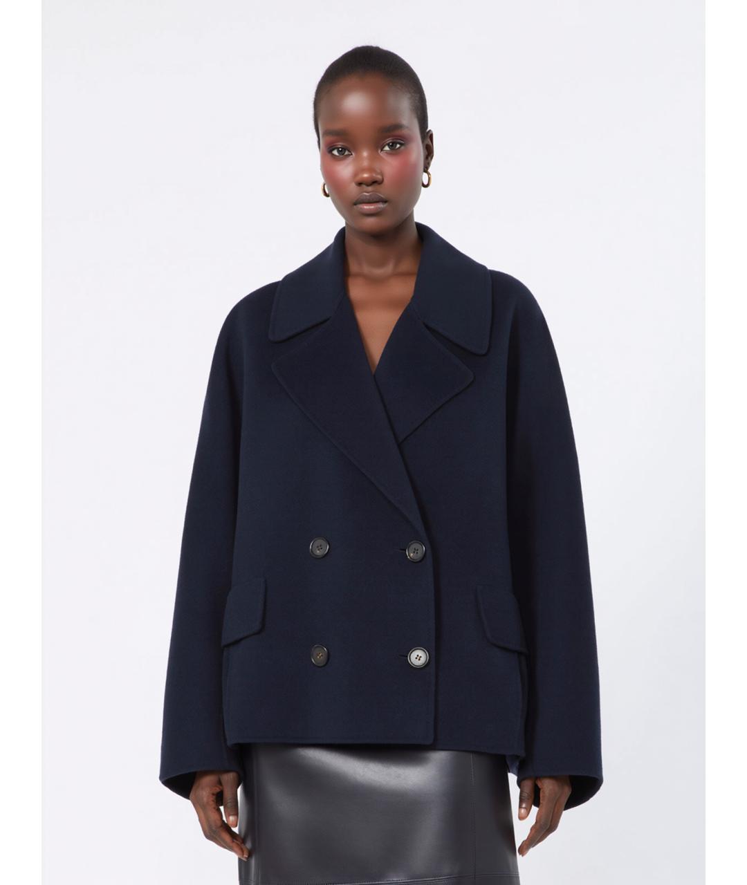 'S MAX MARA Темно-синее шерстяное пальто, фото 3