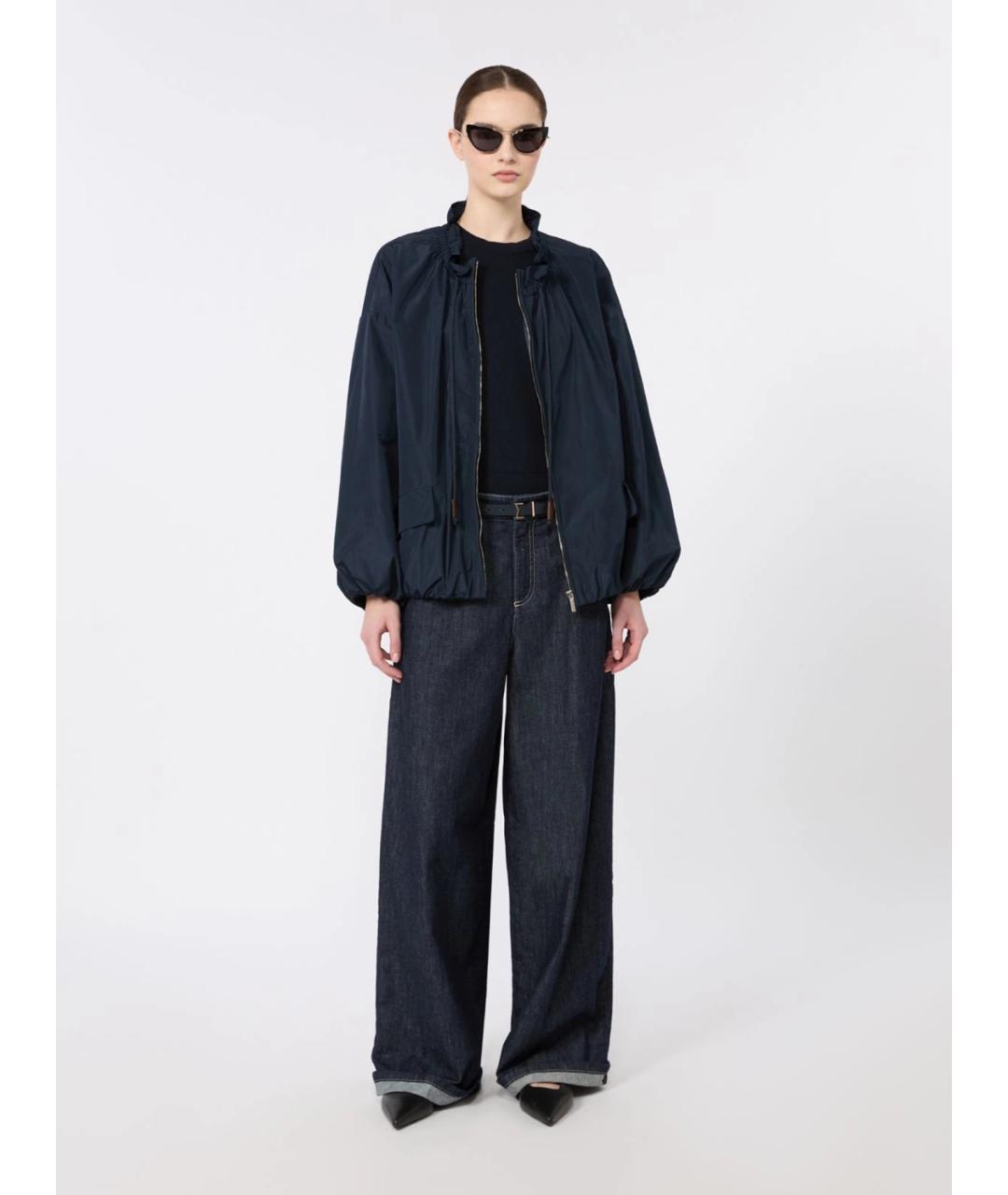 'S MAX MARA Темно-синие хлопковые прямые джинсы, фото 2