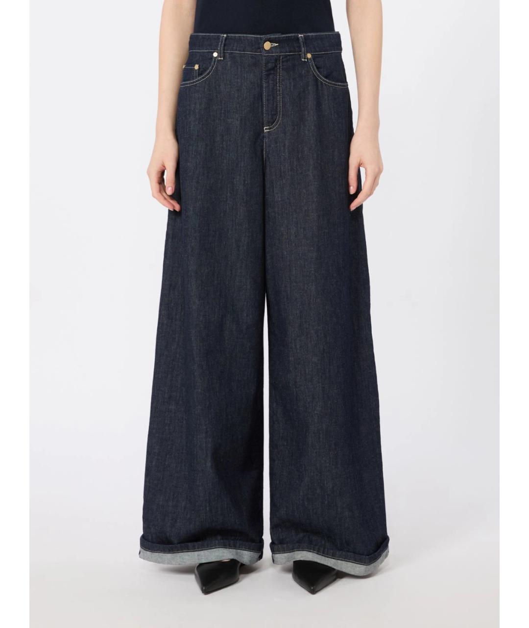 'S MAX MARA Темно-синие хлопковые прямые джинсы, фото 3