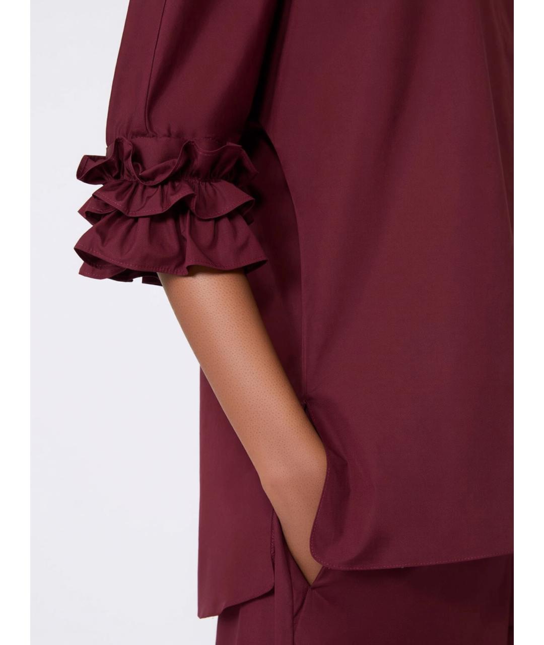 'S MAX MARA Бордовая хлопковая рубашка, фото 5