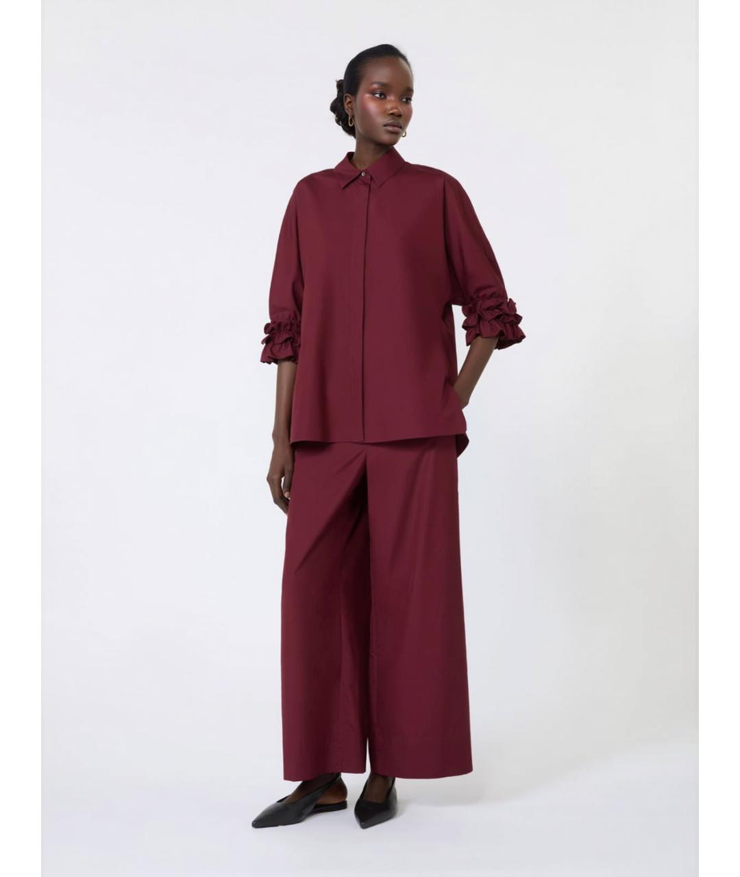 'S MAX MARA Бордовая хлопковая рубашка, фото 2