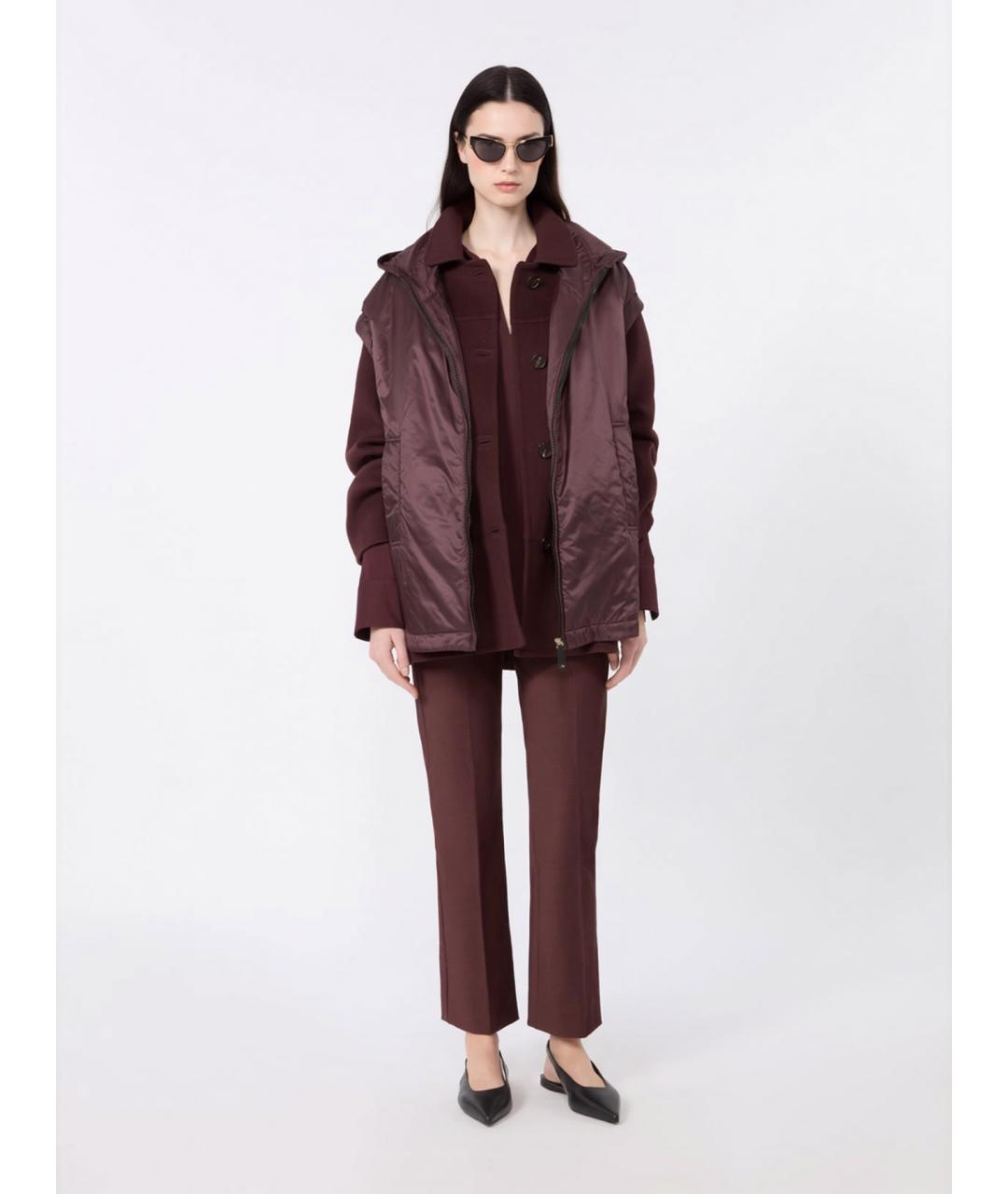 'S MAX MARA Бордовые хлопковые прямые брюки, фото 2