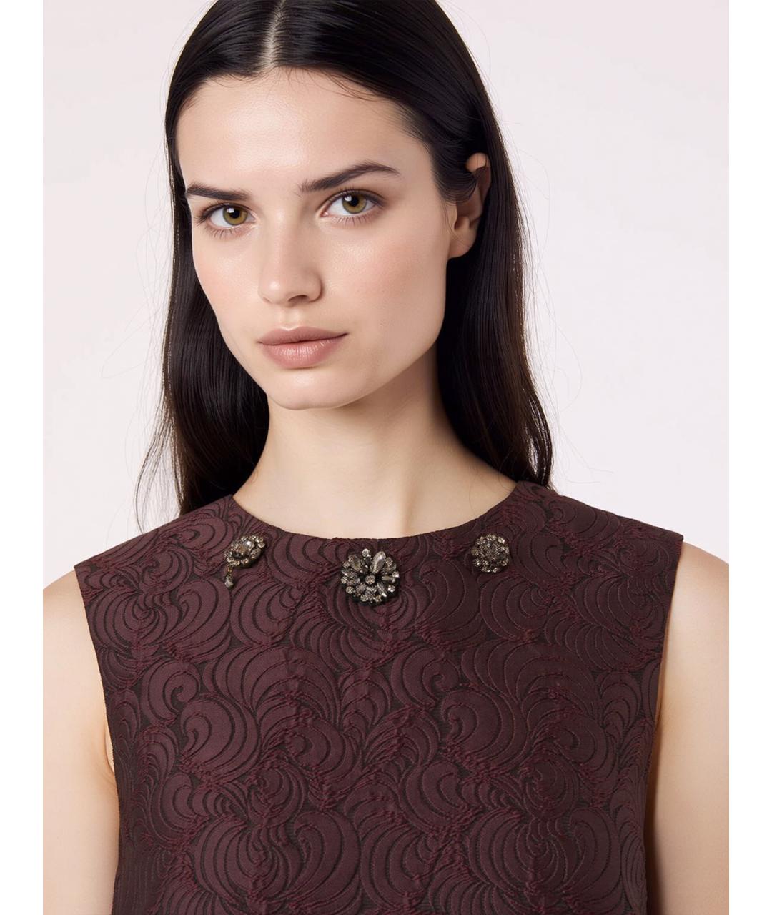 'S MAX MARA Бордовое полиэстеровое коктейльное платье, фото 5