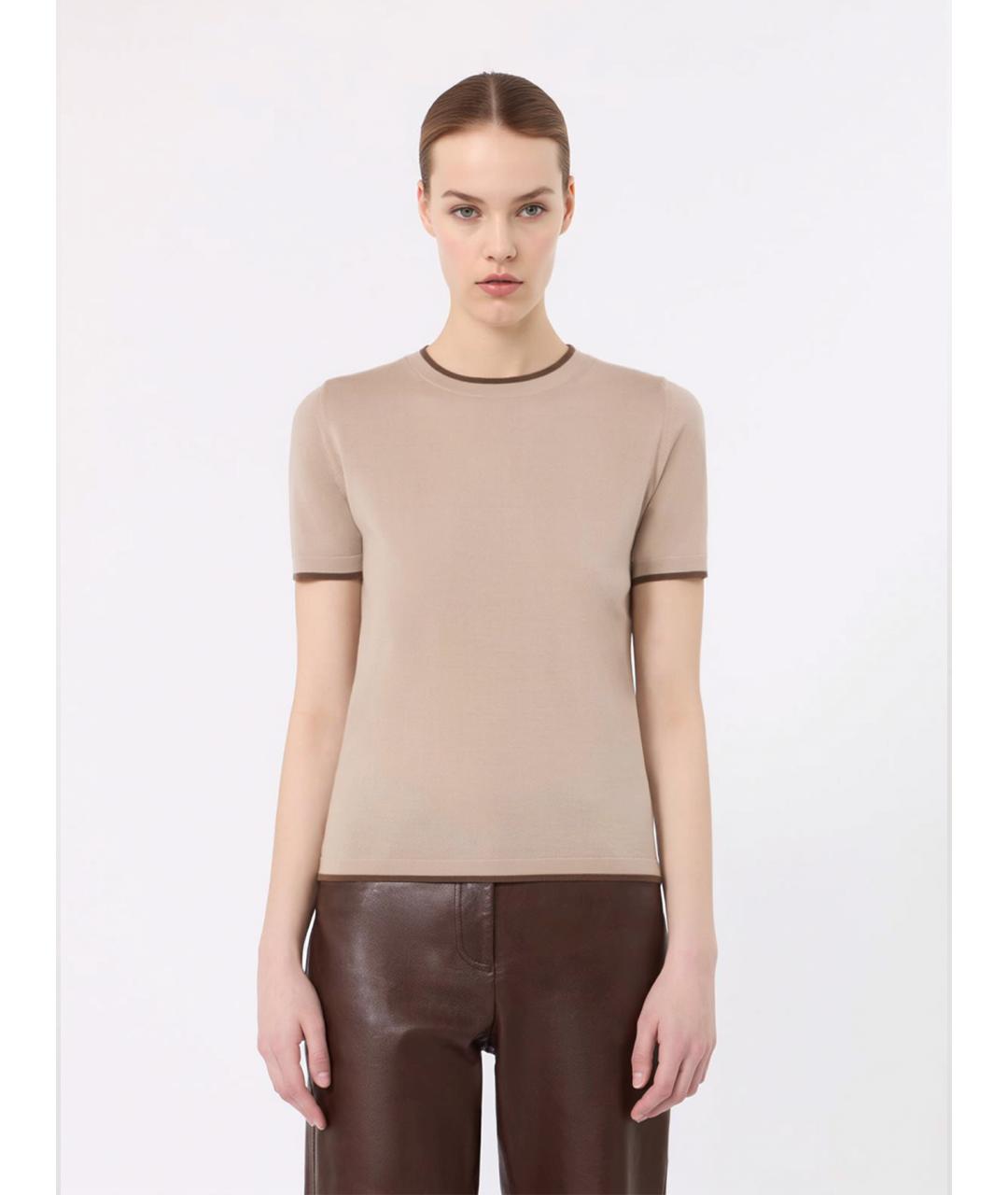 'S MAX MARA Бежевый шерстяной джемпер / свитер, фото 3