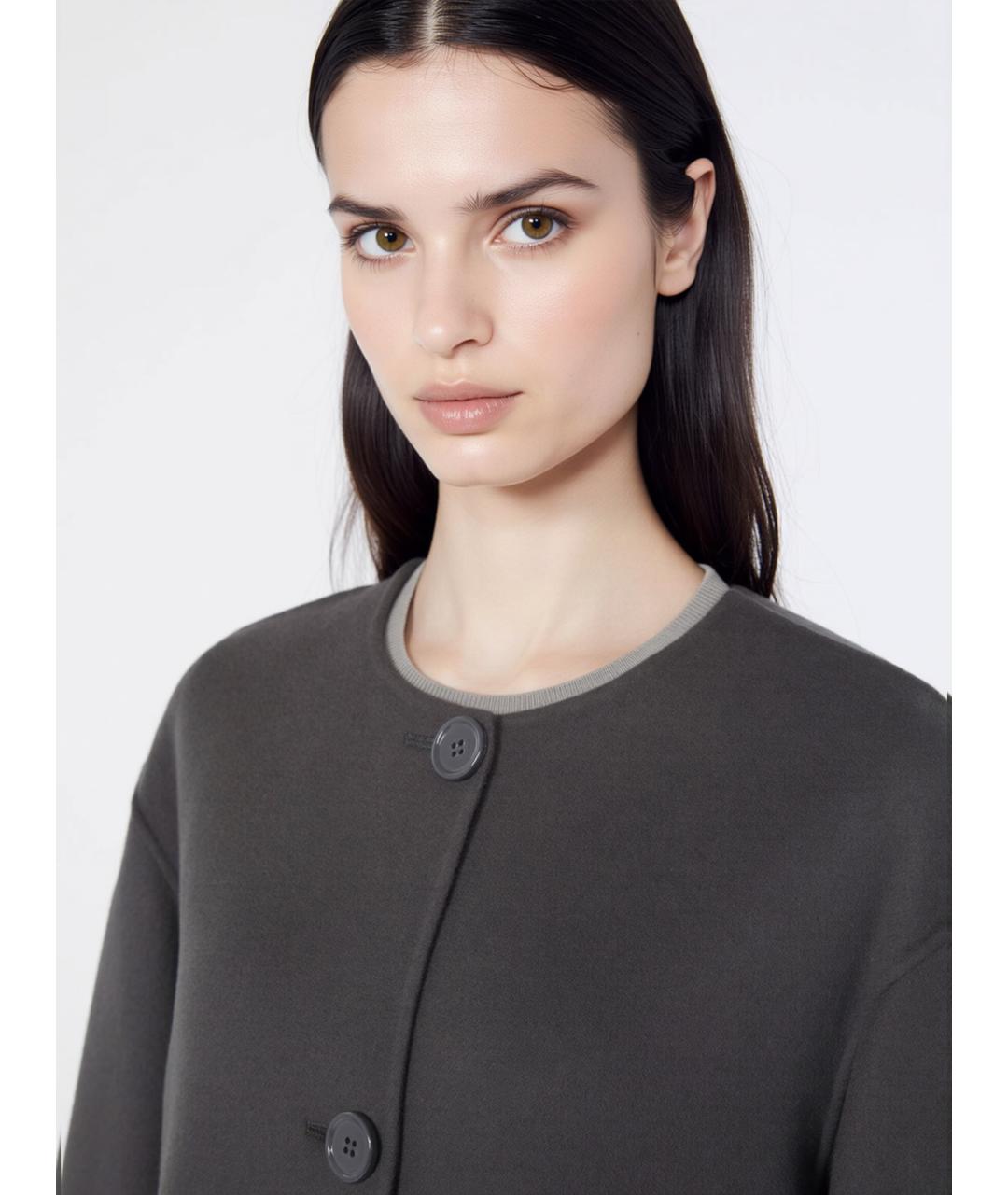 'S MAX MARA Серое шерстяное пальто, фото 4