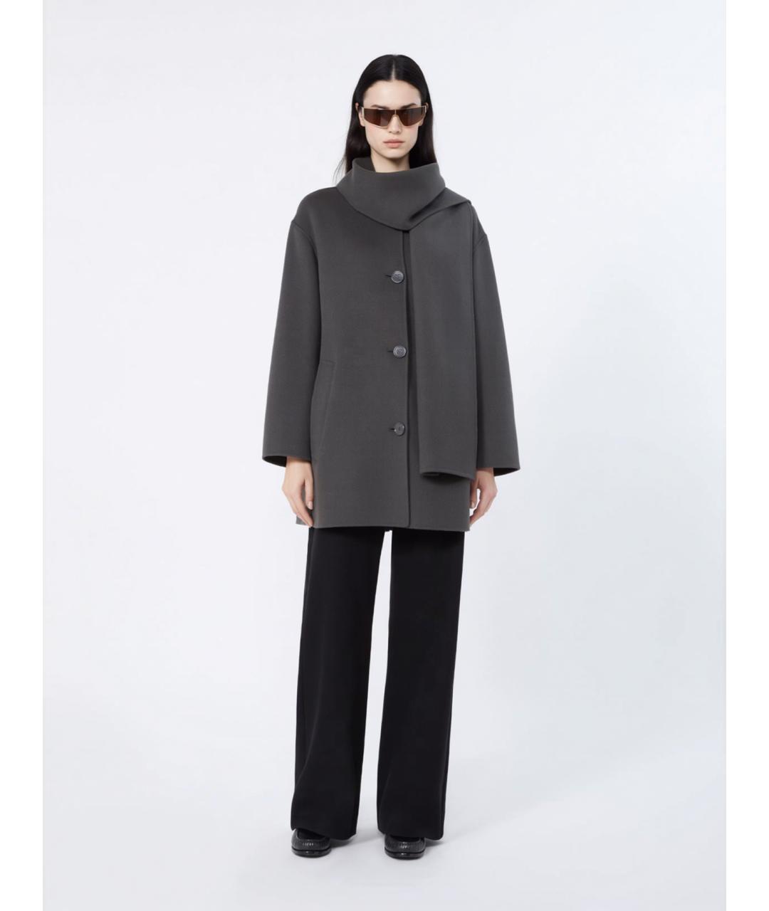 'S MAX MARA Серое шерстяное пальто, фото 2