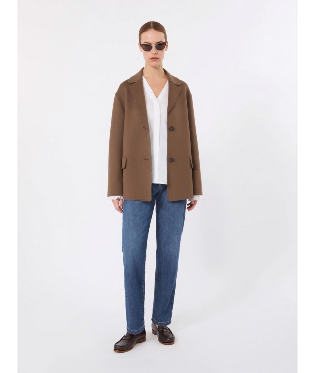 'S MAX MARA Коричневая шерстяная куртка, фото 2