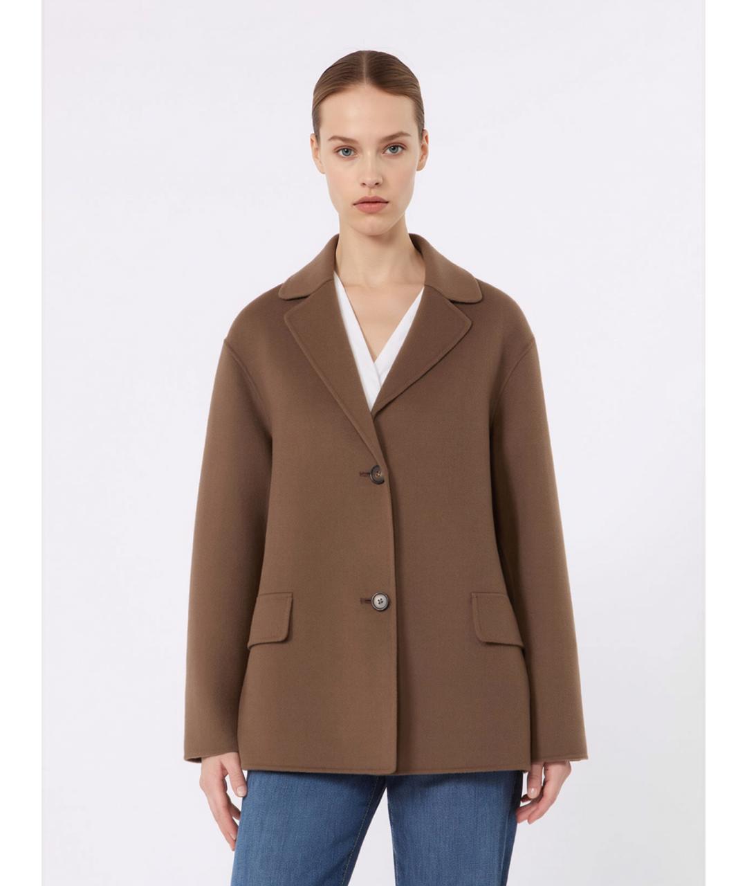 'S MAX MARA Коричневая шерстяная куртка, фото 4