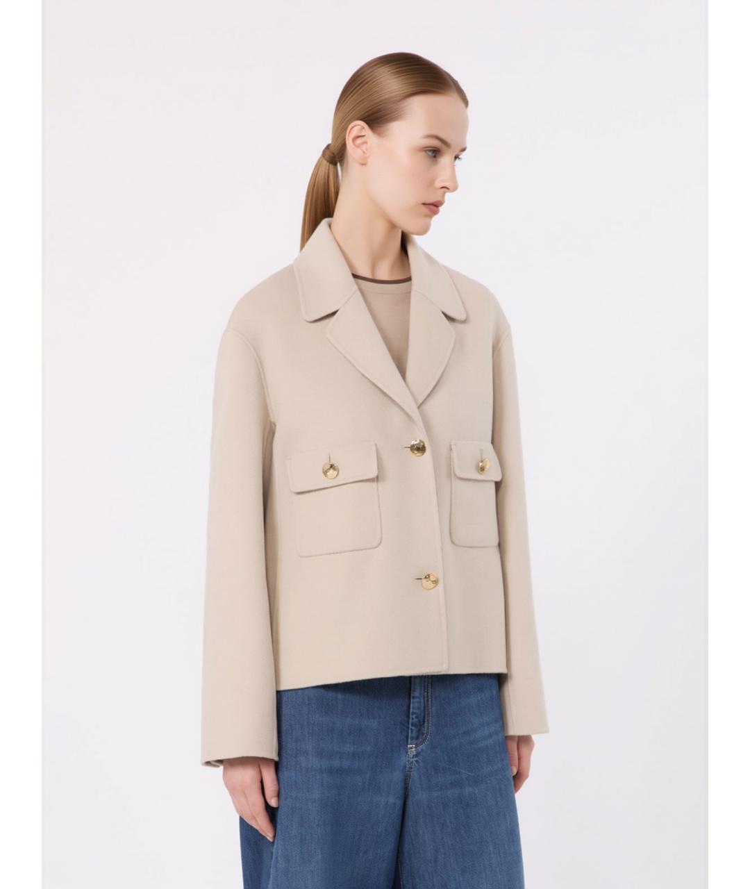 'S MAX MARA Бежевая шерстяная куртка, фото 5