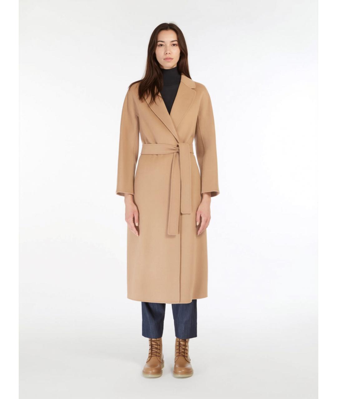 'S MAX MARA Бежевое шерстяное пальто, фото 3