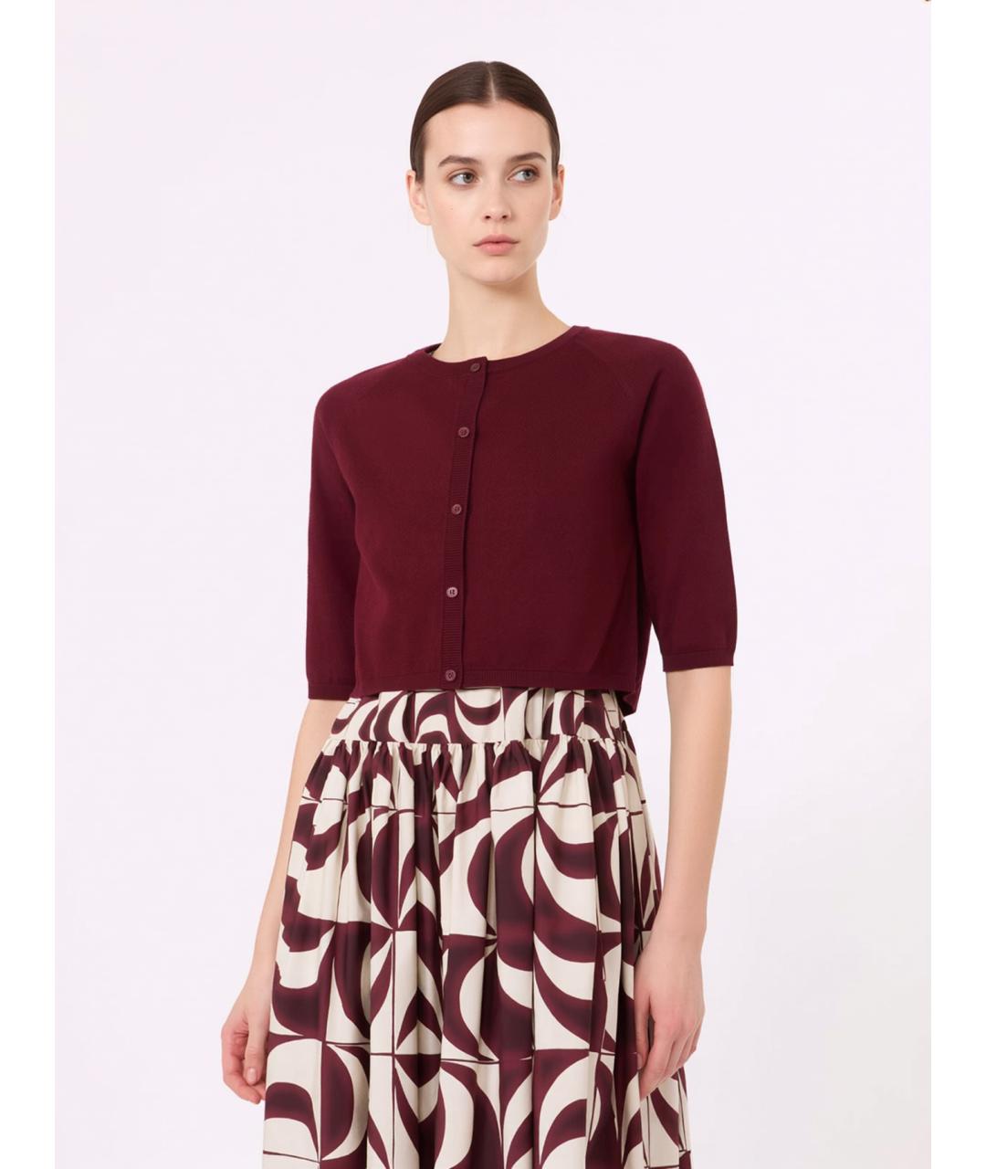 'S MAX MARA Бордовый хлопковый кардиган, фото 3
