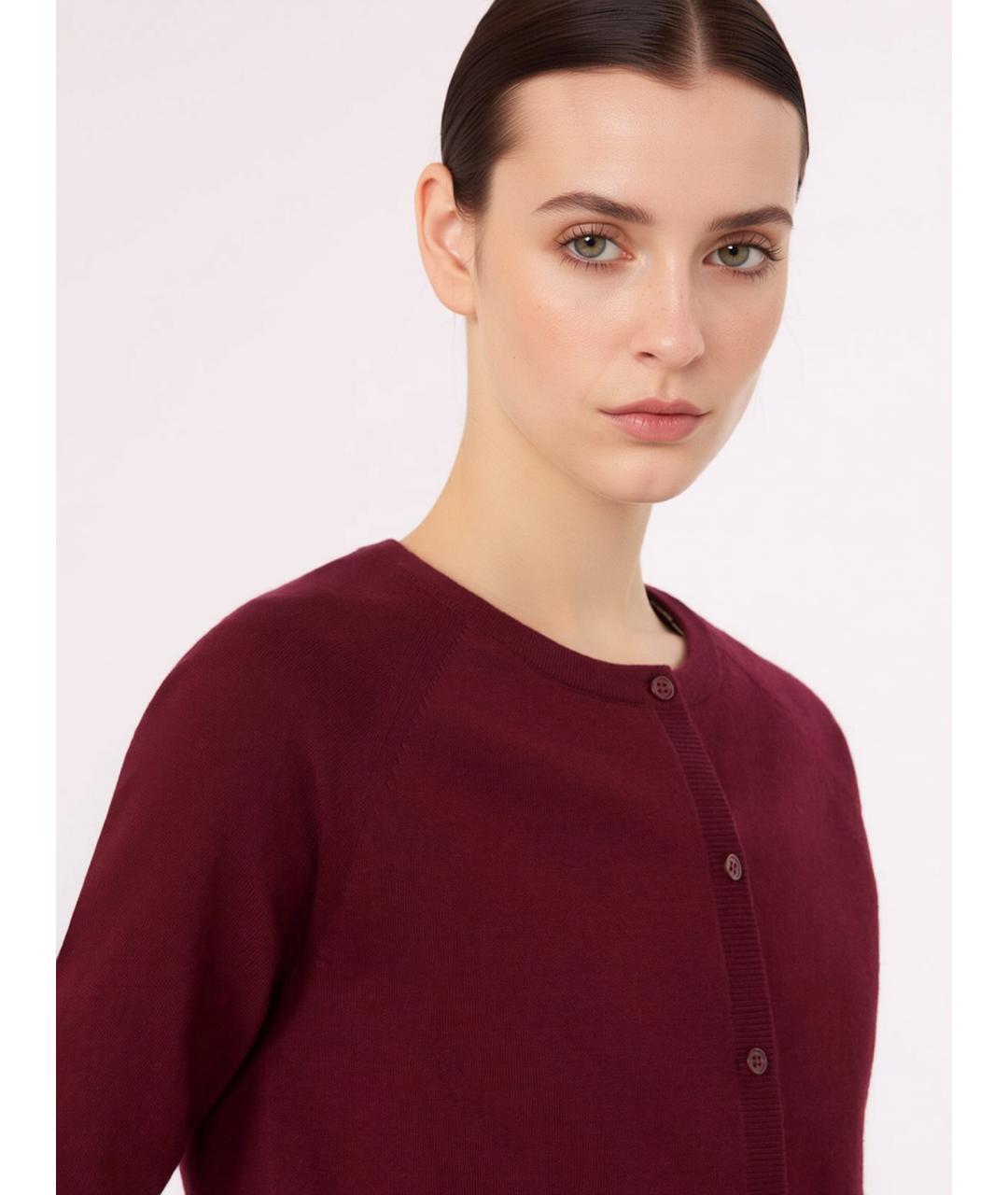 'S MAX MARA Бордовый хлопковый кардиган, фото 5