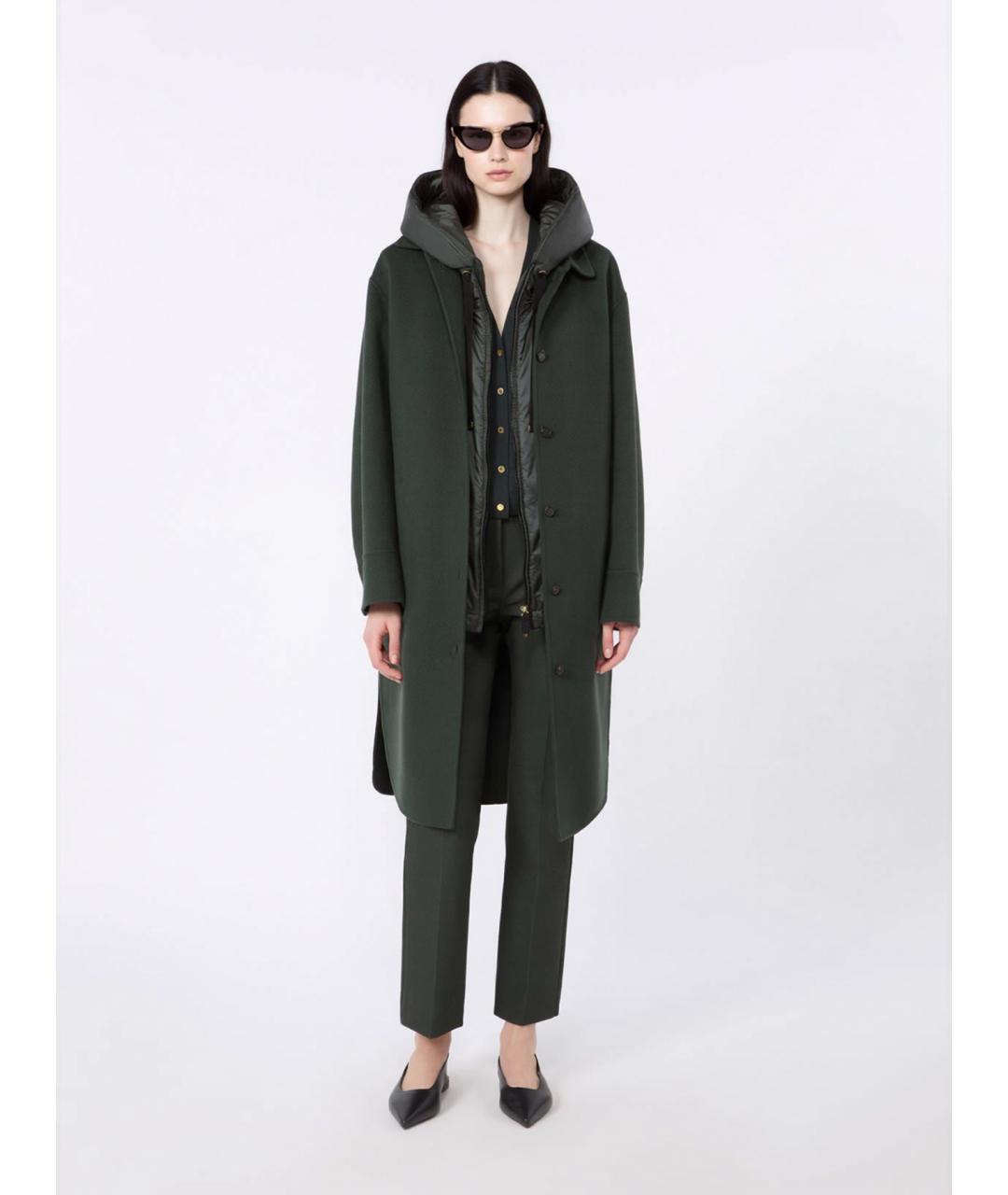 'S MAX MARA Зеленые хлопковые прямые брюки, фото 2