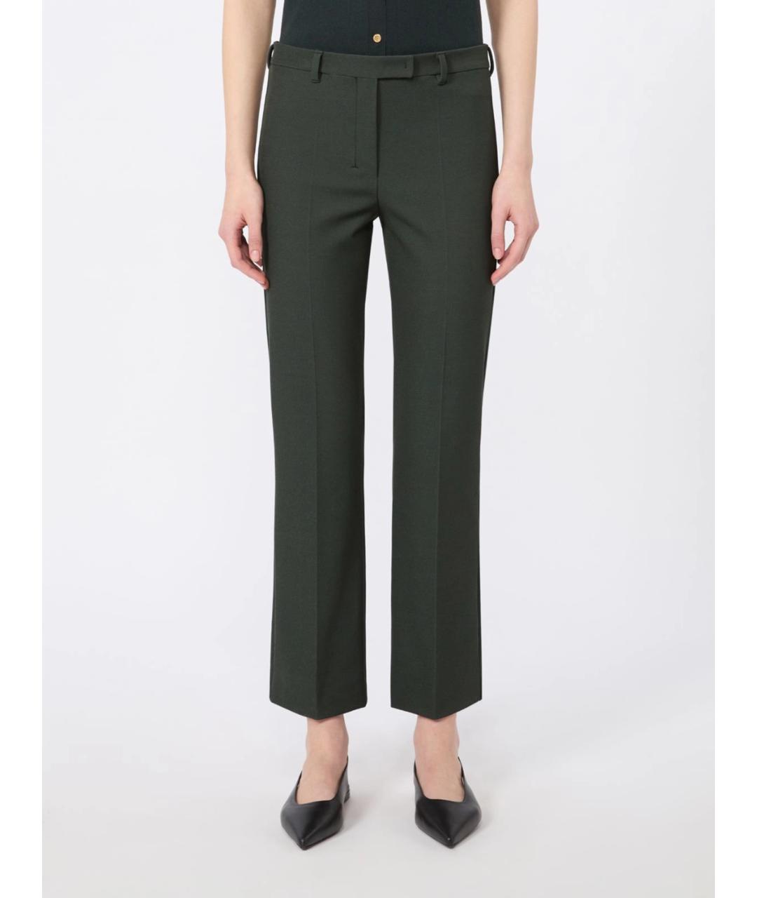 'S MAX MARA Зеленые хлопковые прямые брюки, фото 3