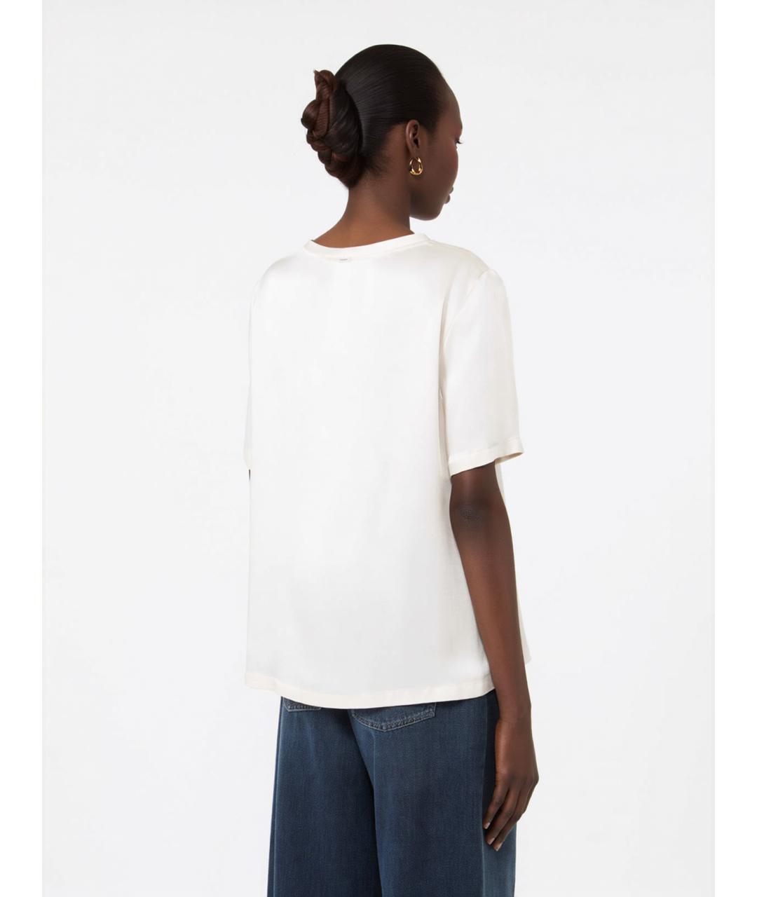 'S MAX MARA Белая ацетатная футболка, фото 4