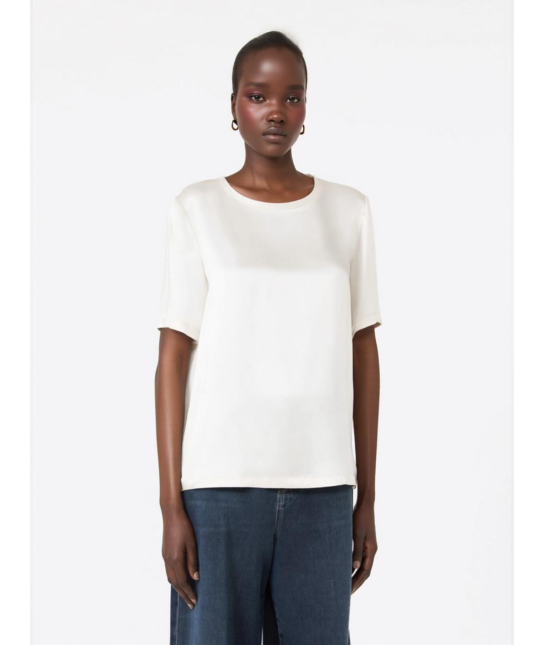 'S MAX MARA Белая ацетатная футболка, фото 3