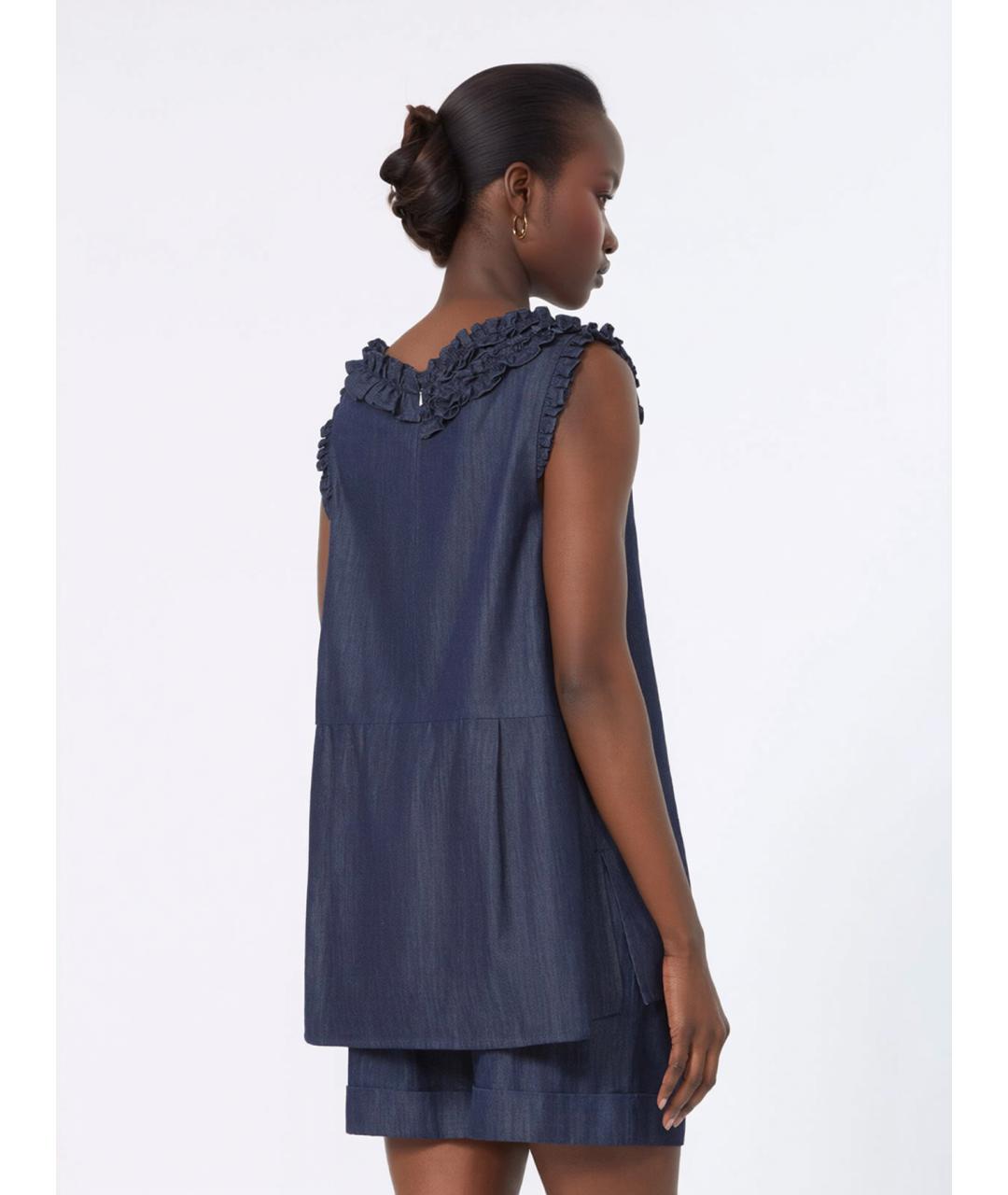 'S MAX MARA Синяя хлопковая блузы, фото 4