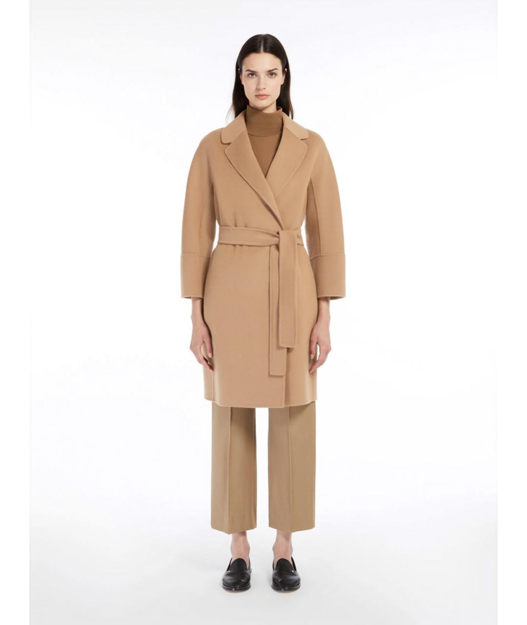 'S MAX MARA Бежевое шерстяное пальто, фото 3