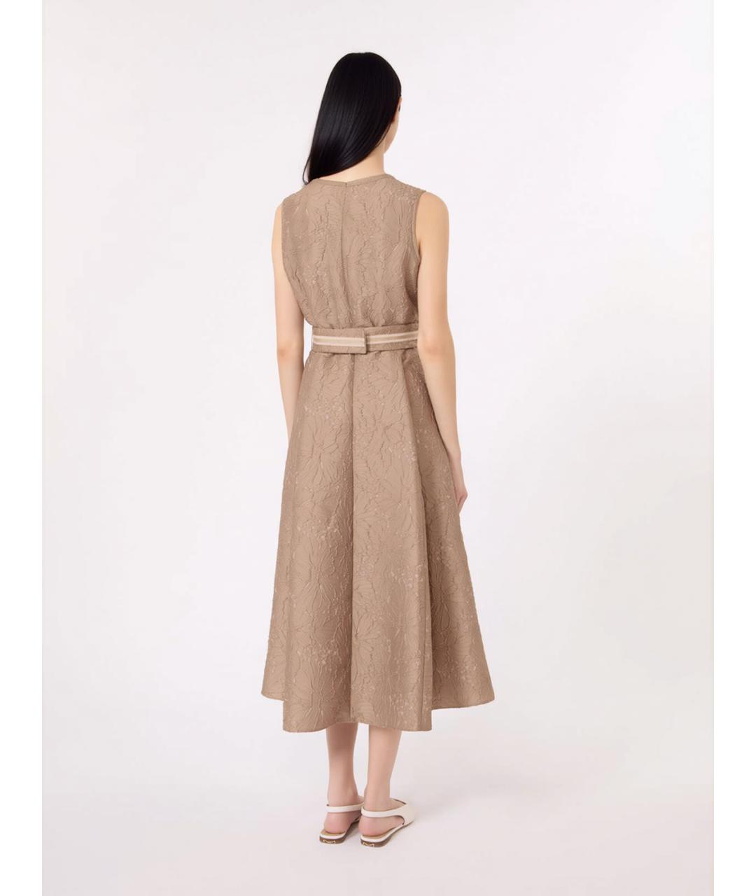 'S MAX MARA Бежевое полиэстеровое коктейльное платье, фото 3