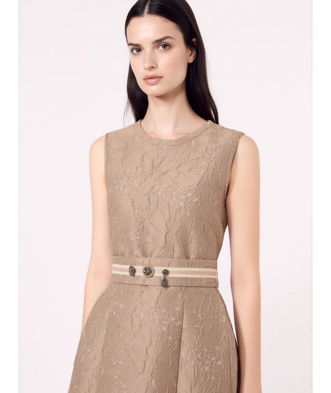 'S MAX MARA Бежевое полиэстеровое коктейльное платье, фото 4