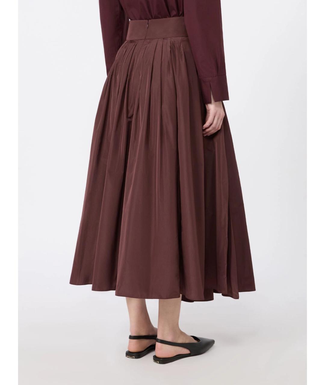 'S MAX MARA Бордовая полиэстеровая юбка миди, фото 4