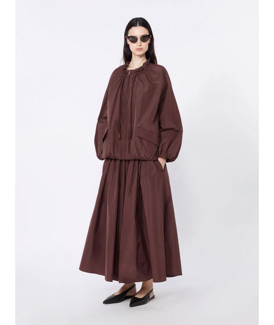 'S MAX MARA Бордовая полиэстеровая юбка миди, фото 2