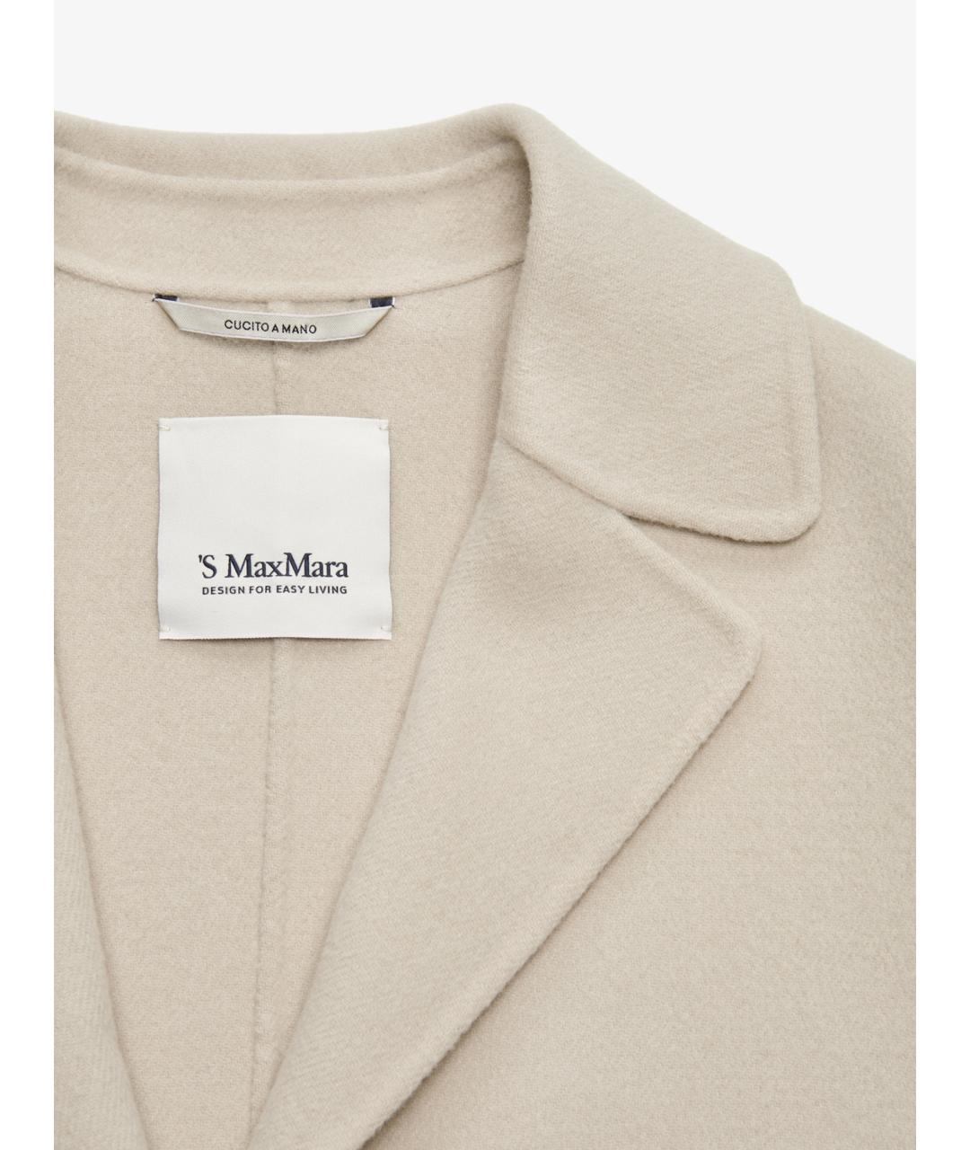 'S MAX MARA Бежевое шерстяное пальто, фото 3