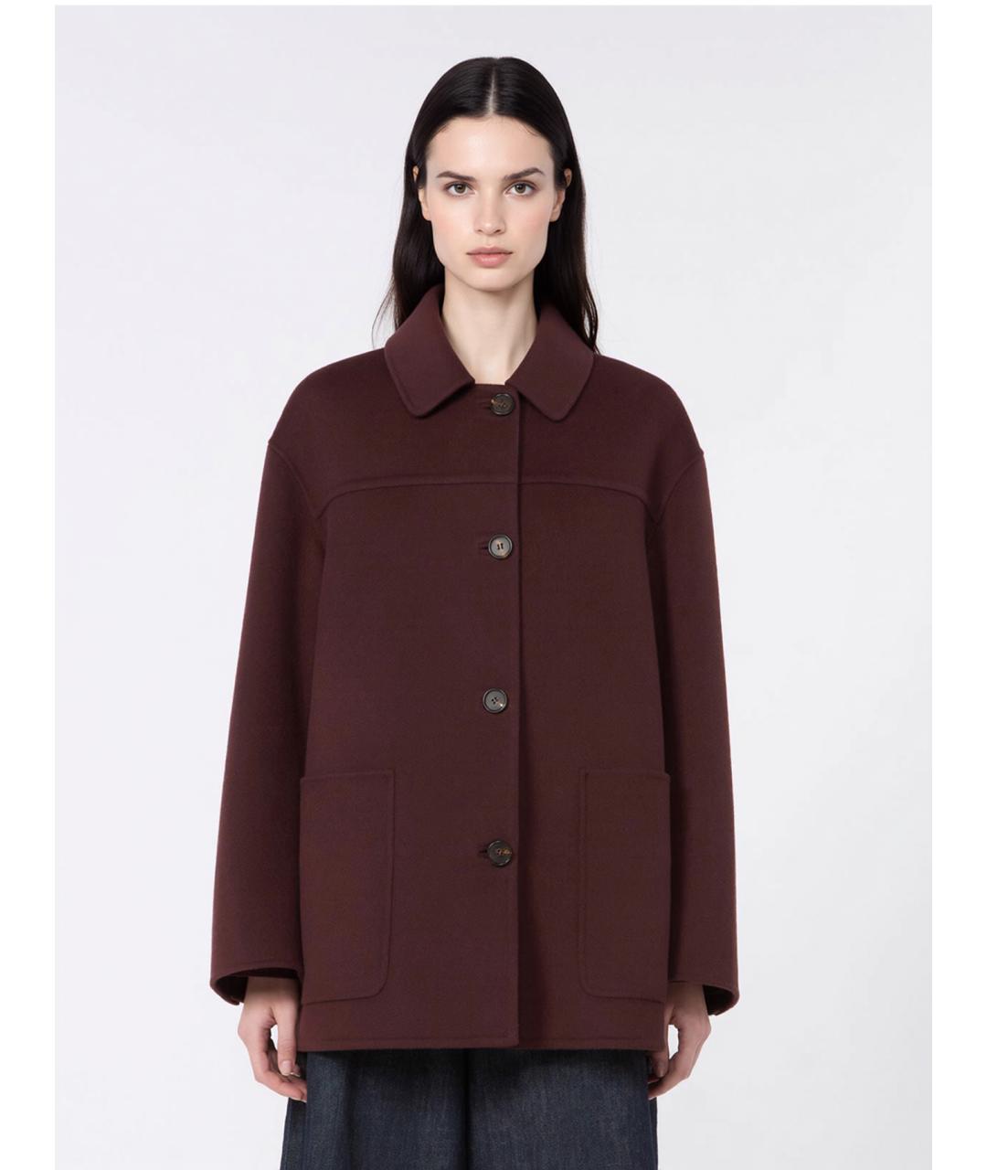 'S MAX MARA Бордовое шерстяное пальто, фото 4
