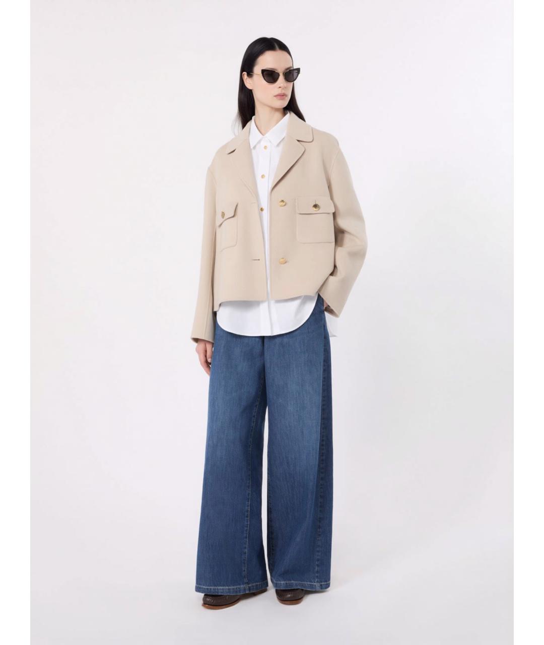 'S MAX MARA Синие хлопковые прямые джинсы, фото 2