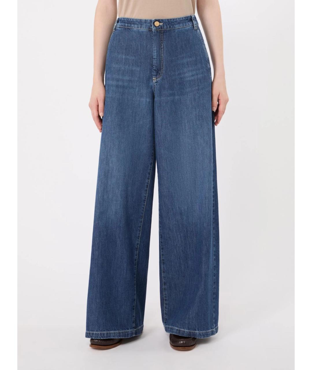 'S MAX MARA Синие хлопковые прямые джинсы, фото 3