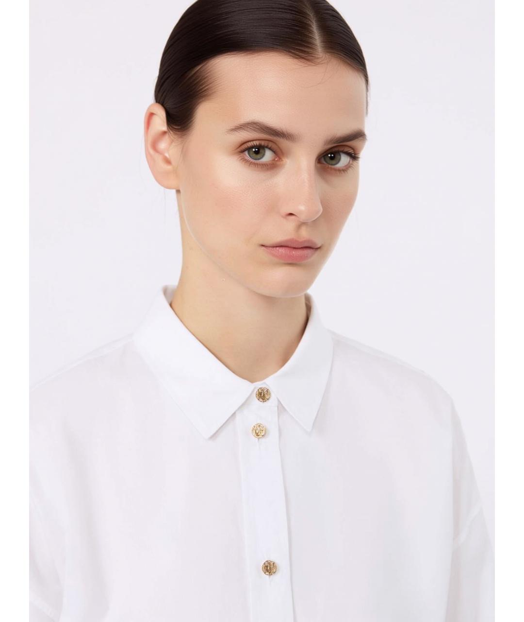 'S MAX MARA Белая хлопковая рубашка, фото 5