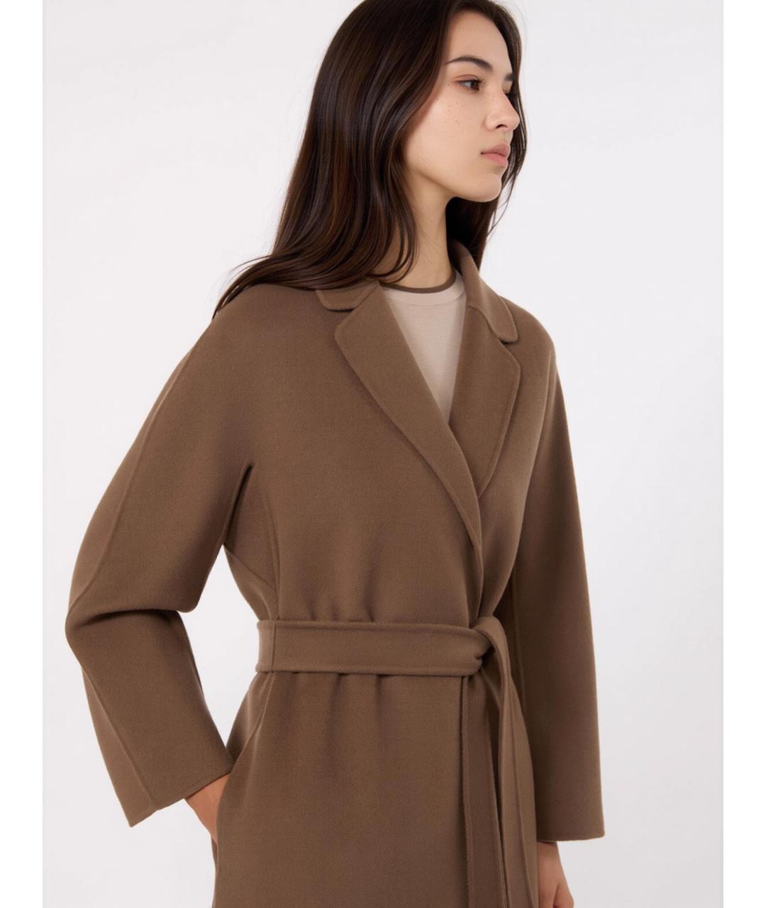 'S MAX MARA Коричневое шерстяное пальто, фото 5