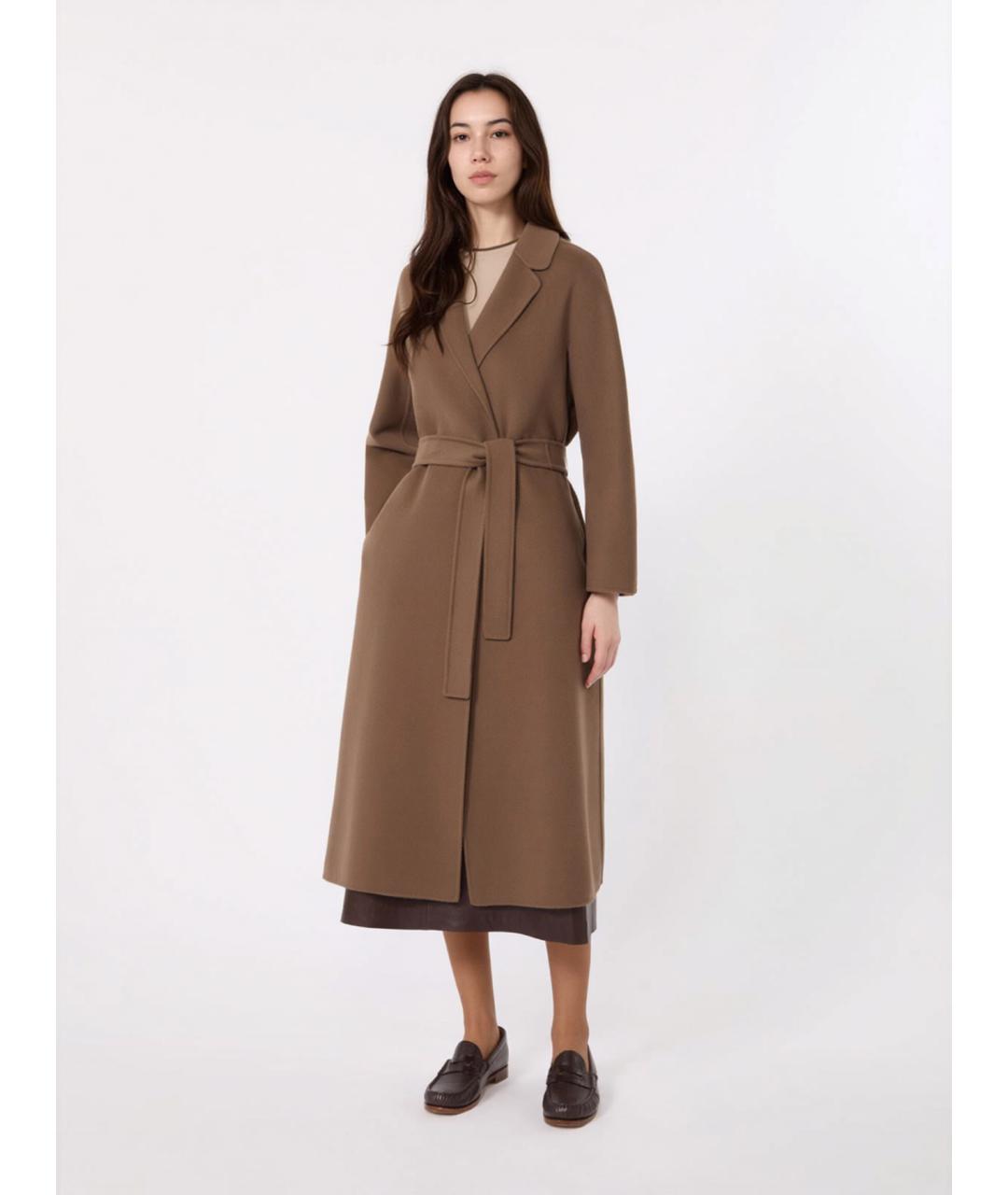 'S MAX MARA Коричневое шерстяное пальто, фото 3