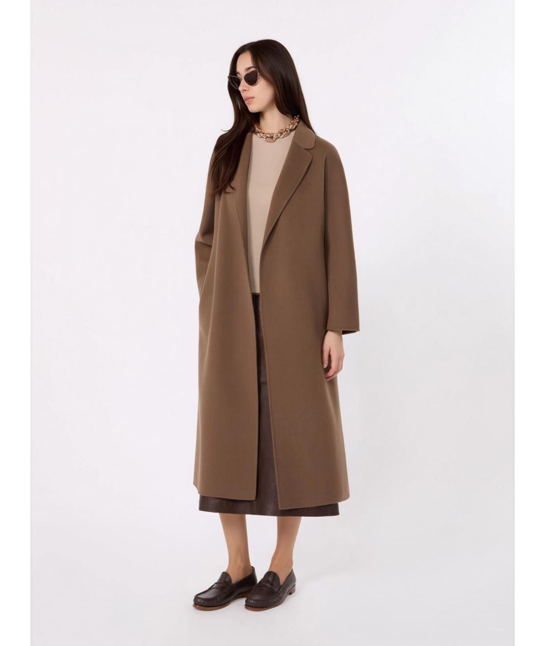'S MAX MARA Коричневое шерстяное пальто, фото 2
