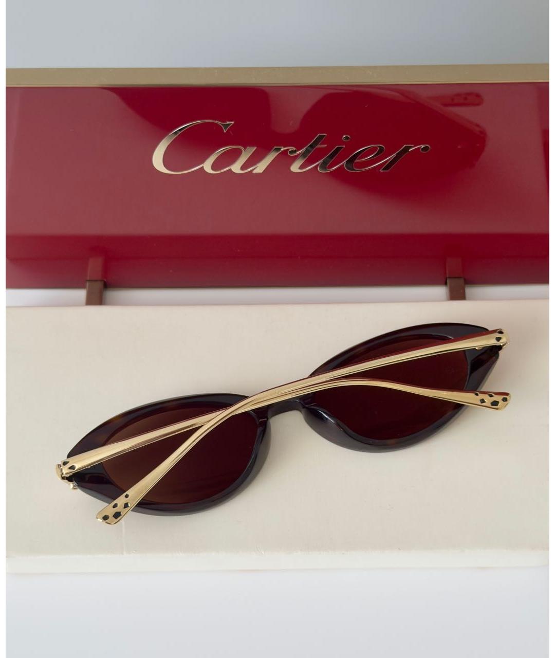 CARTIER Коричневые пластиковые солнцезащитные очки, фото 6