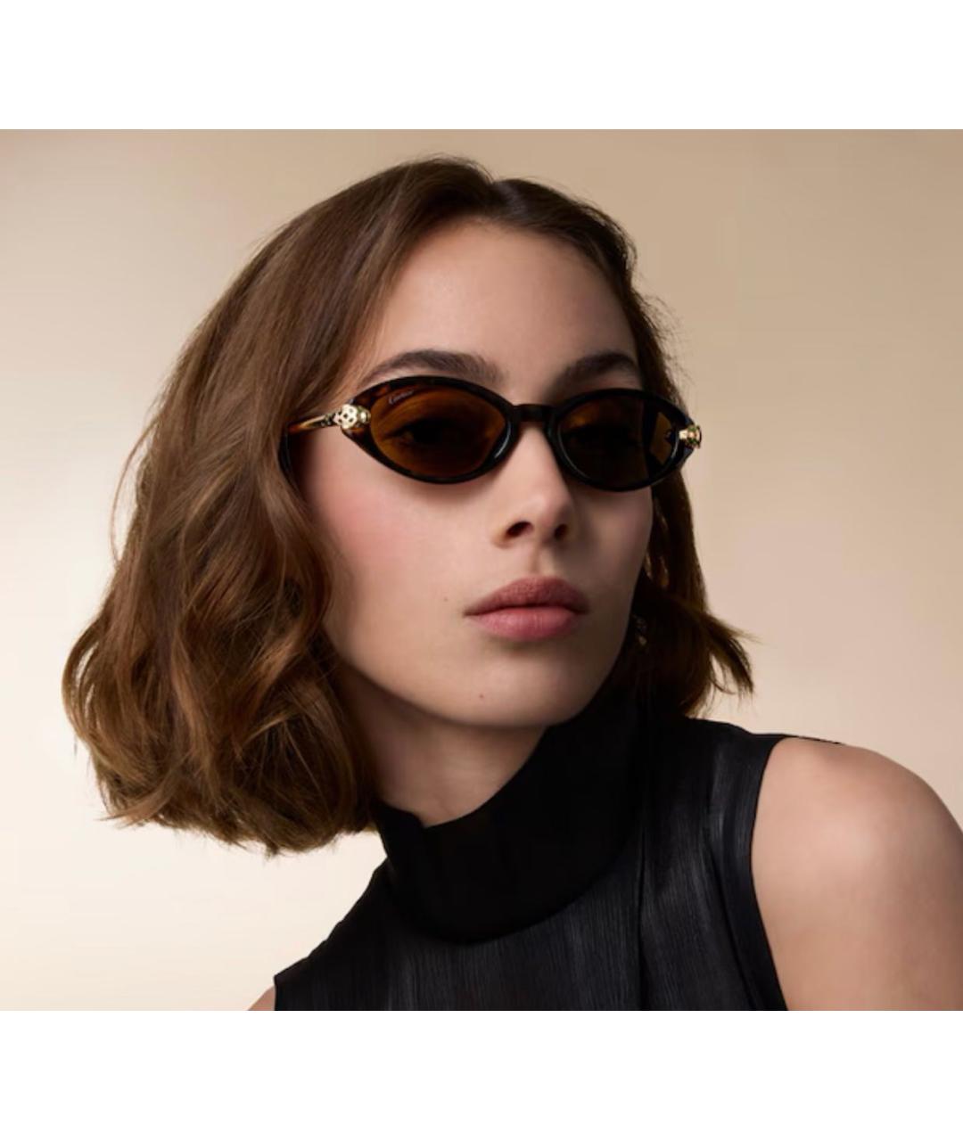 CARTIER Коричневые пластиковые солнцезащитные очки, фото 3