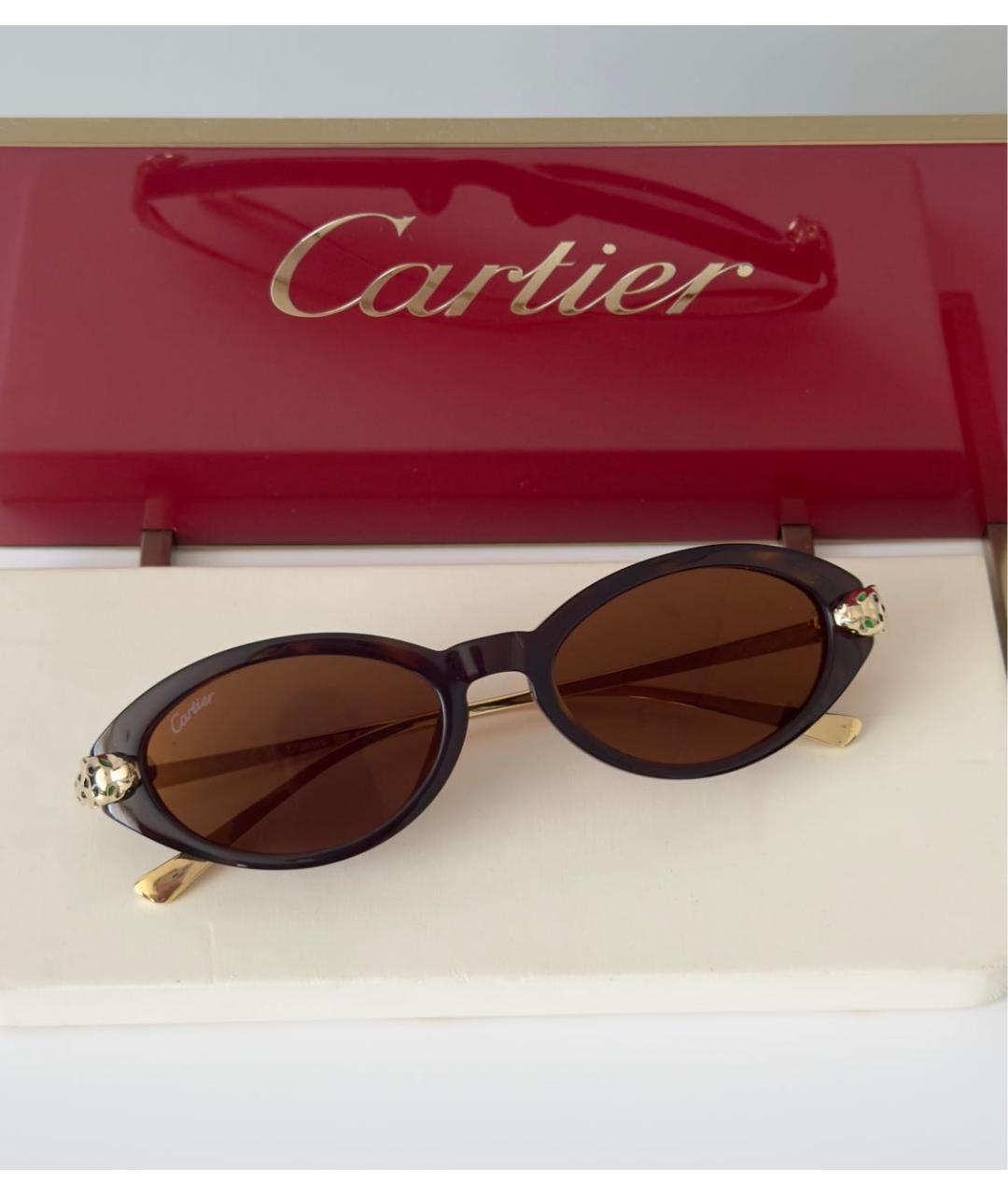 CARTIER Коричневые пластиковые солнцезащитные очки, фото 5