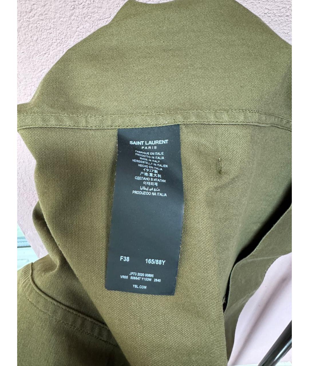 SAINT LAURENT Хаки хлопковая куртка, фото 8