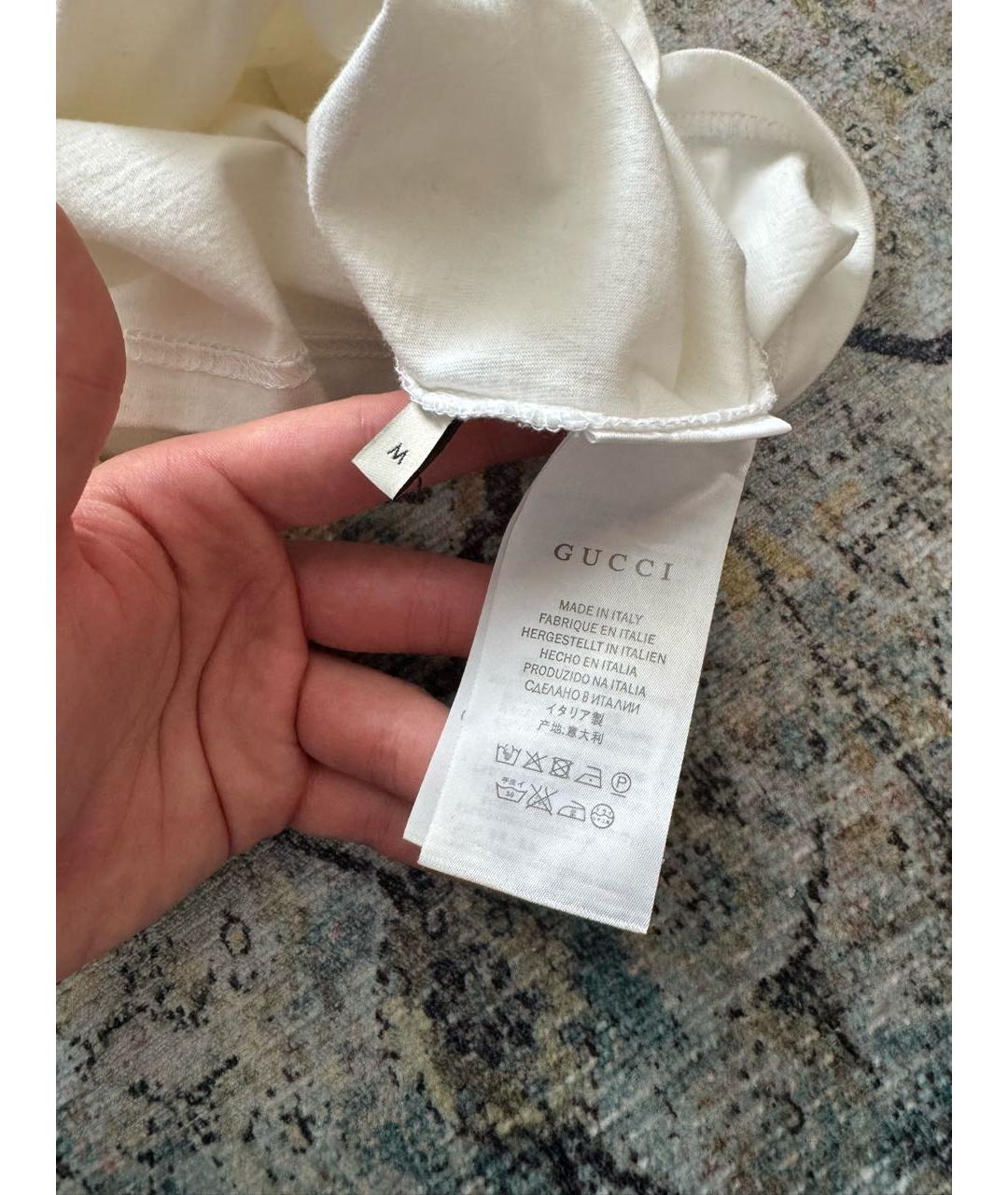 GUCCI Белая хлопковая футболка, фото 4