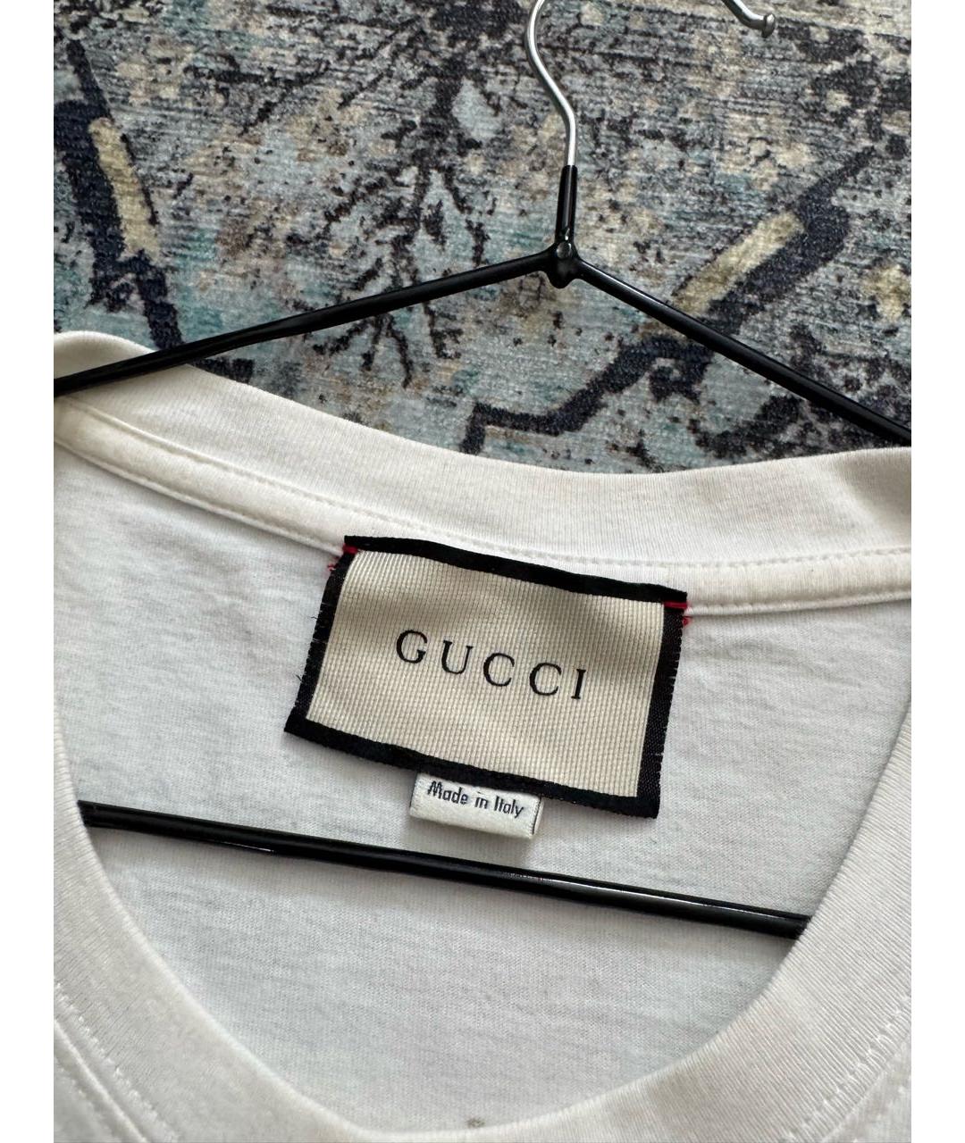 GUCCI Белая хлопковая футболка, фото 3