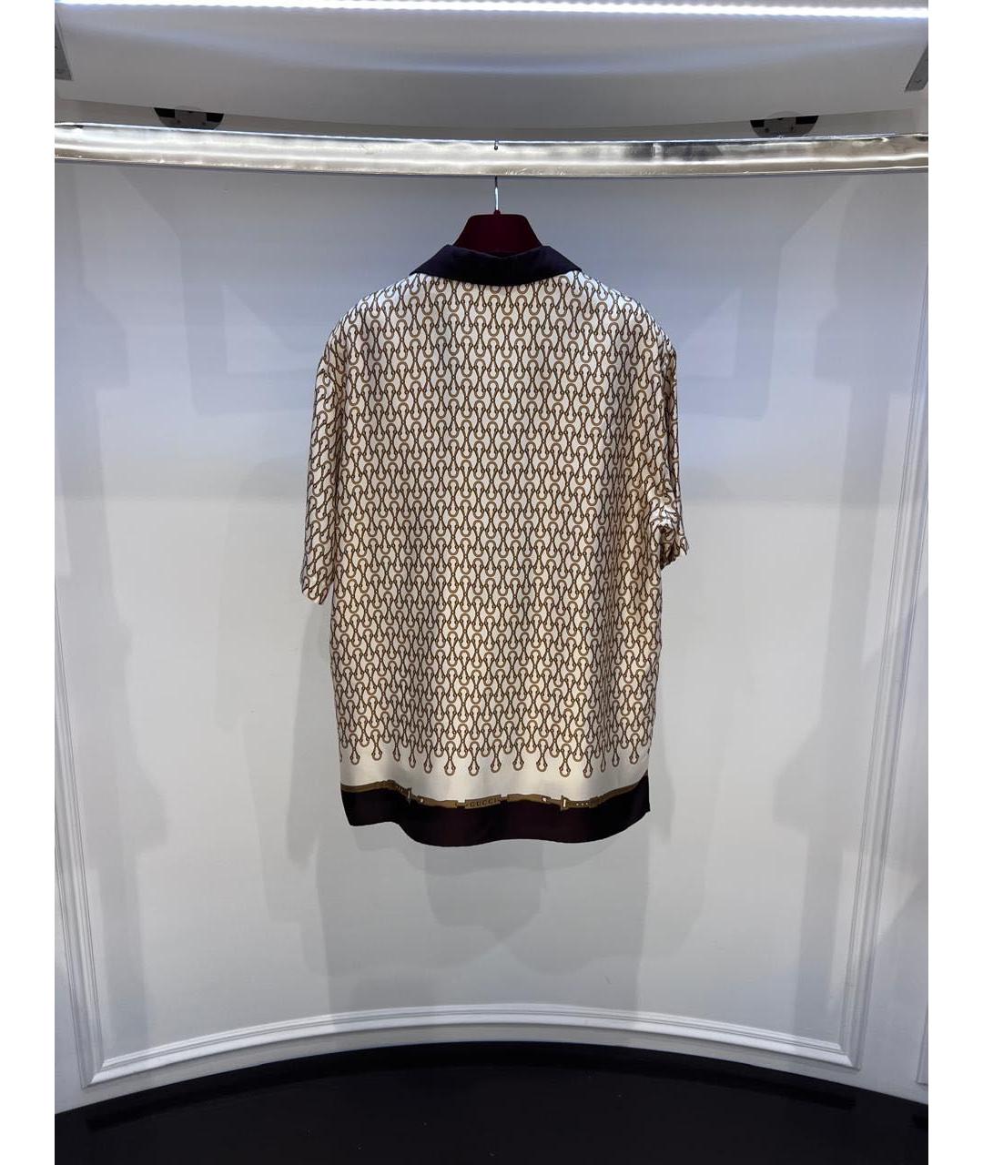 GUCCI Бежевая шелковая кэжуал рубашка, фото 3